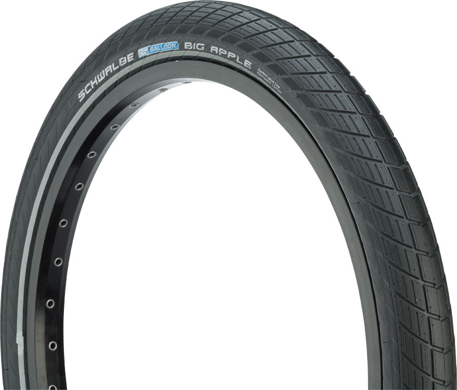 2 Pack Schwalbe Big Apple Tires 20 x 2 Clincher Wire Black Performance Line - Premium Bike Tires for Commuting, Urban Riding & Comfort Cycling (Model 11100304)