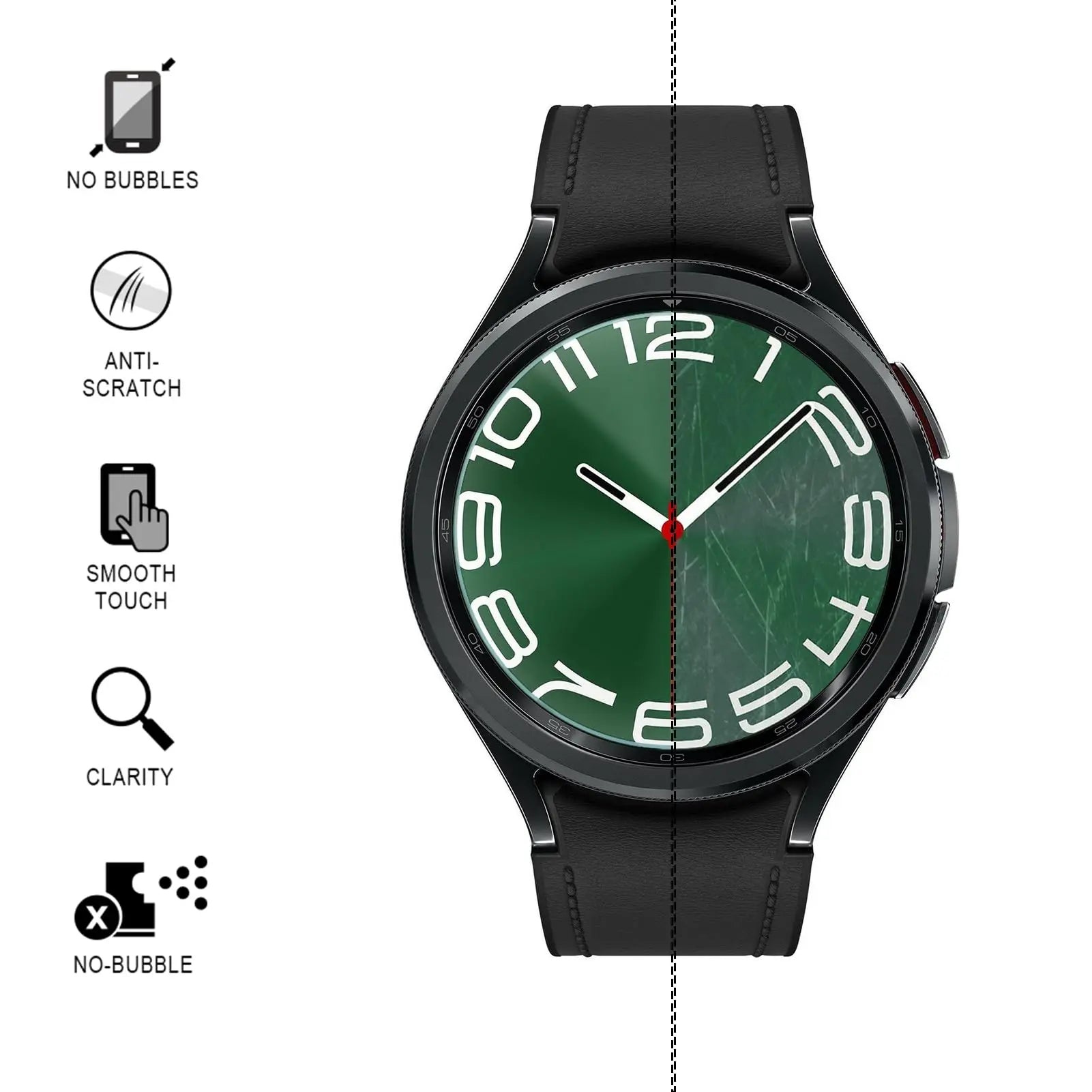 2 Pack Tempered Glass Screen Protector for Samsung Galaxy Watch - HD Clear, Anti-Scratch, Bubble-Free (Compatible with Galaxy Watch 4/5/6) | Perfect for Workouts, Running & Daily Wear Protection