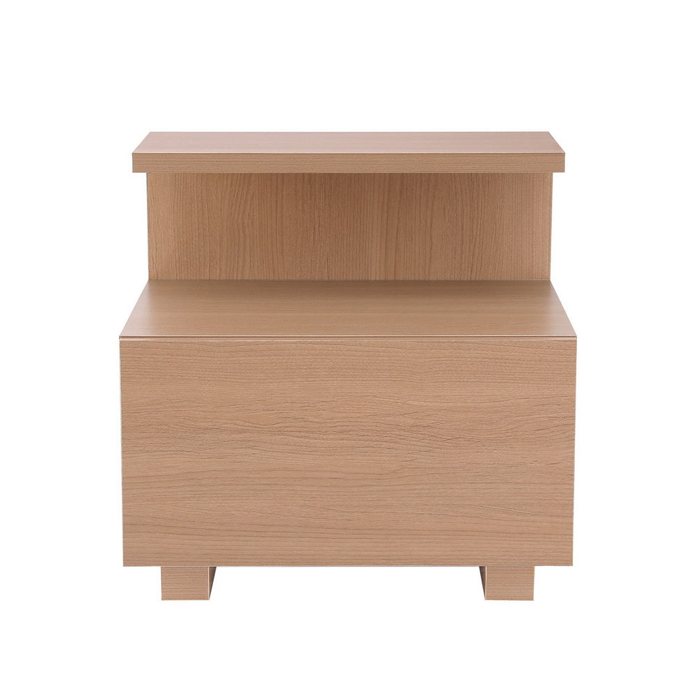 Modern Nightstand with Shelf and Drawer - Solid Pine Wood Bedside Table for Bedroom, Living Room & Office - Compact Storage Solution for Lamps, Books & Essentials