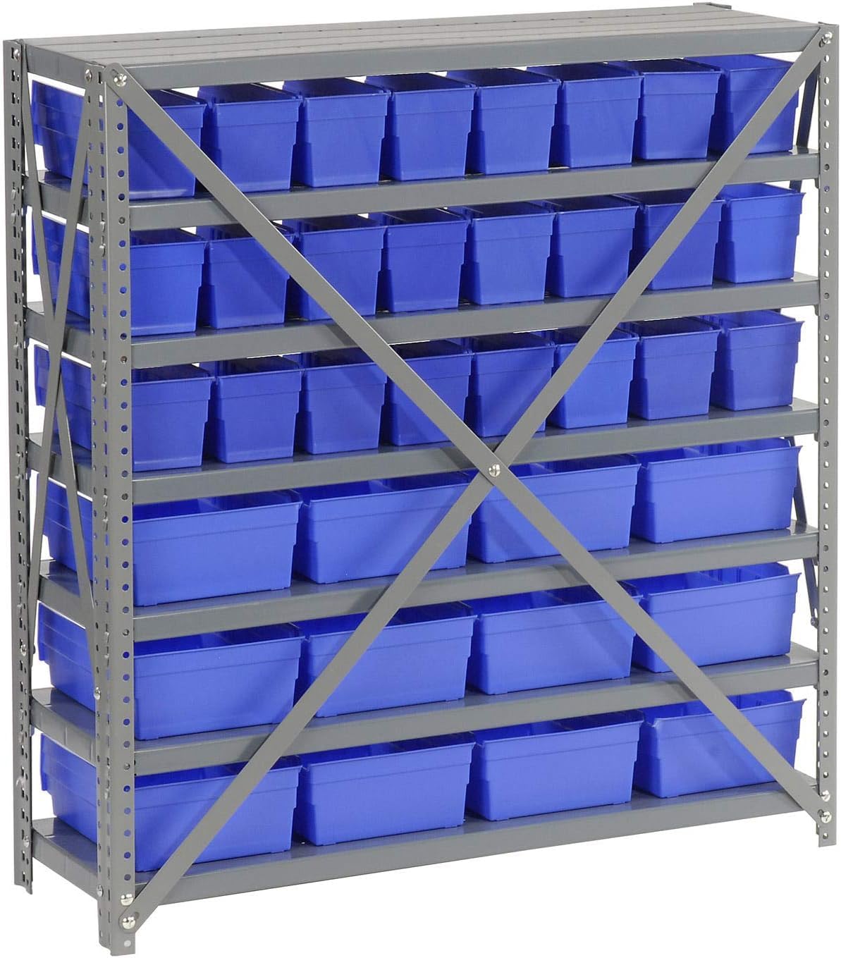 Global Industrial 7-Shelf Steel Storage Rack with 36 Plastic Bins (4