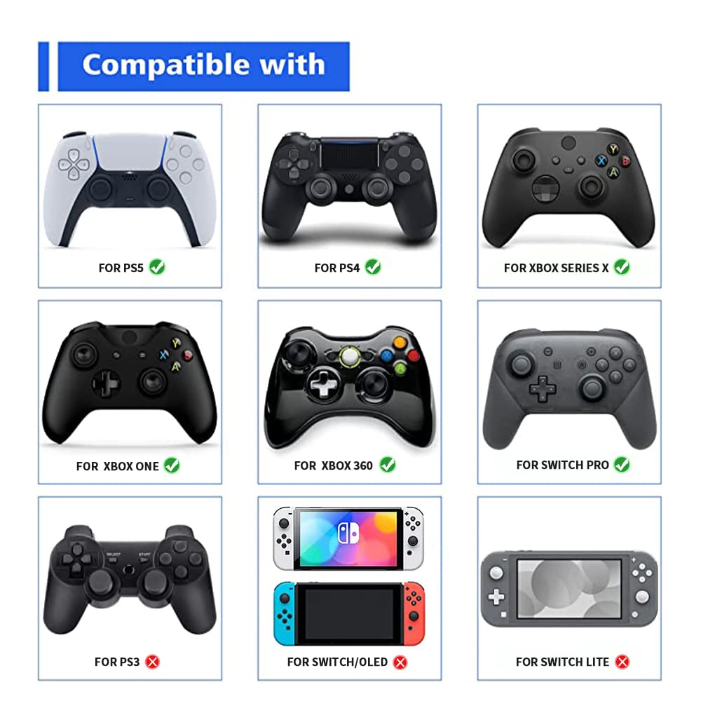 Silicone Thumb Grip Caps for Nintendo Switch Pro Controller, PS5/PS4, Xbox Series X/S - 4-Pack (Red, Blue, Gray, Purple) - Improve Gaming Comfort & Prevent Slipping for Enhanced Gameplay