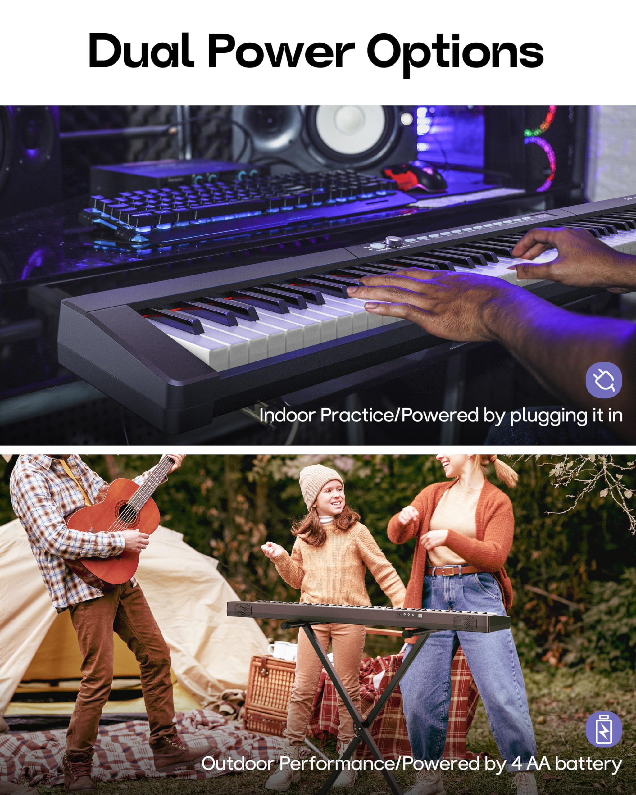 Starfavor 88-Key Digital Piano Keyboard - Portable Electric Piano with Semi-Weighted Keys, Stand, Headphones & Sustain Pedal - Perfect for Beginners, Home Practice & Live Performances