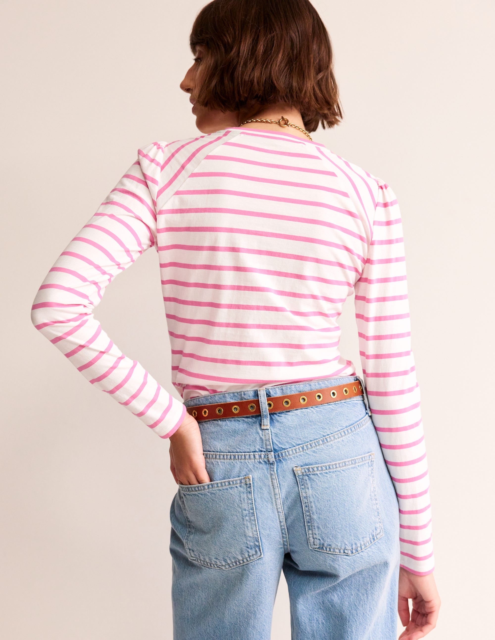 Arabella Striped T-Shirt for Women - Soft Cotton Casual Tee in Sangria Sunset Color - Perfect for Summer Outfits, Beach Vacations & Everyday Wear
