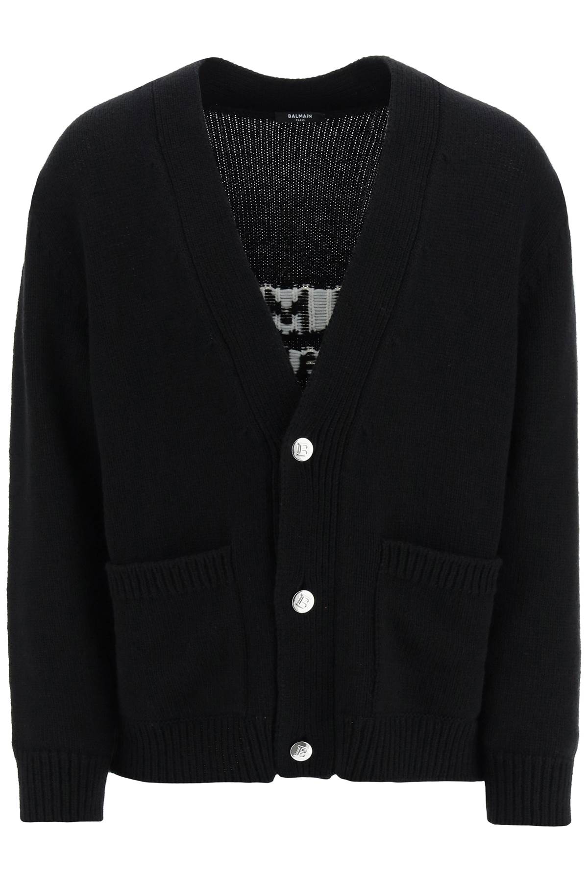 Balmain Jacquard Cardigan with Back Logo - Luxury Knitwear for Women | Perfect for Office, Parties & Casual Outfits