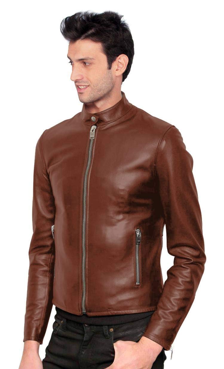 Genuine Lambskin Leather Jacket for Men - Black Racer Style Motorcycle Jacket | Premium Quality Soft Leather | Perfect for Riding, Casual Wear & Outdoor Adventures