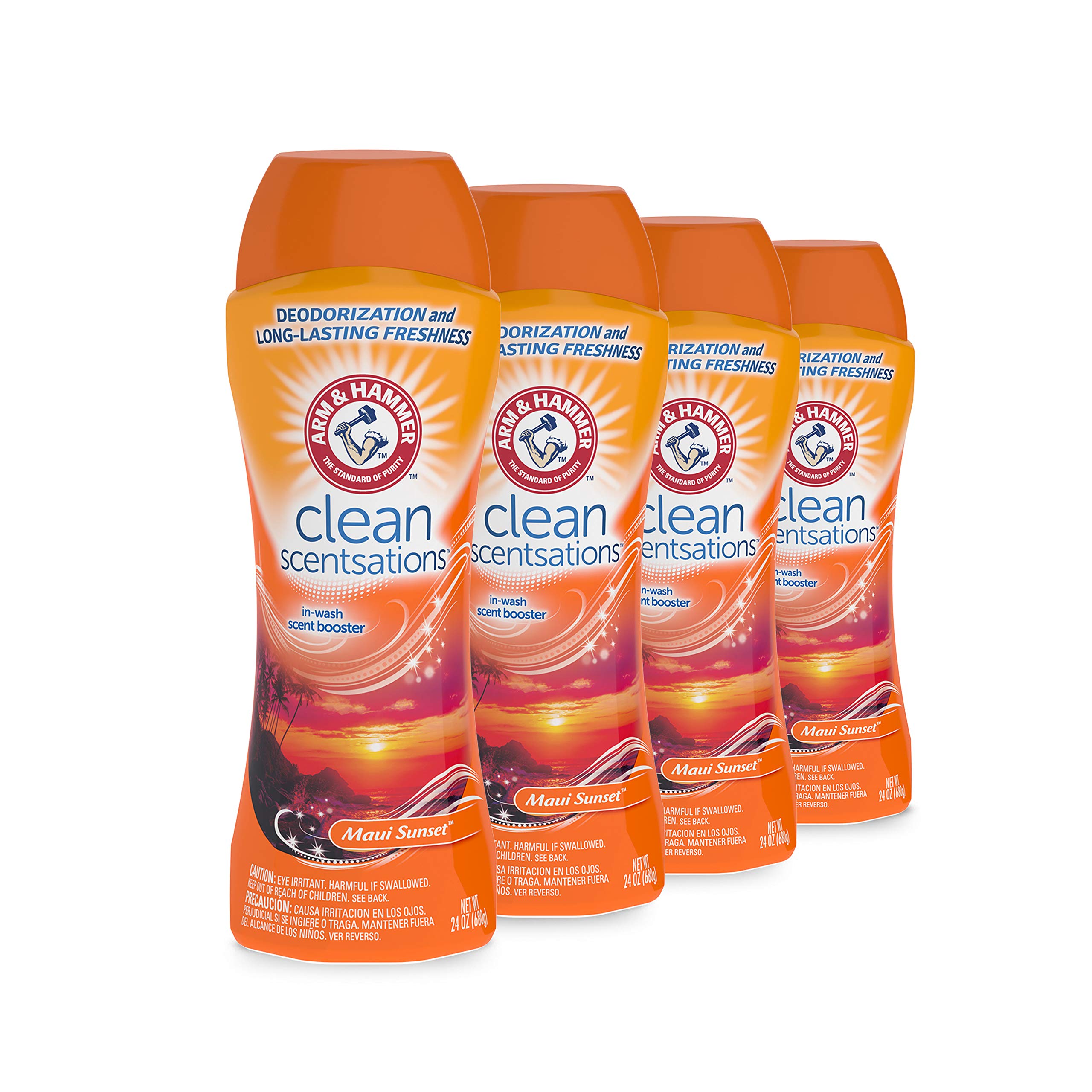 Arm & Hammer Clean Scentsations In-Wash Scent Booster - Maui Sunset Fragrance, 24 Ounce (Pack of 4) | Long-Lasting Laundry Freshener for Clothes, Towels & Bedding