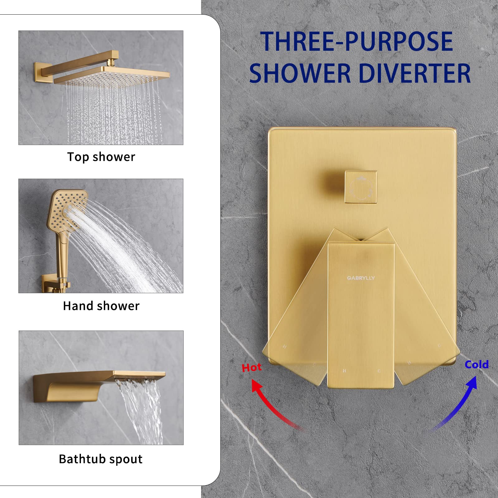 Gabrylly Brushed Gold Shower System - 10