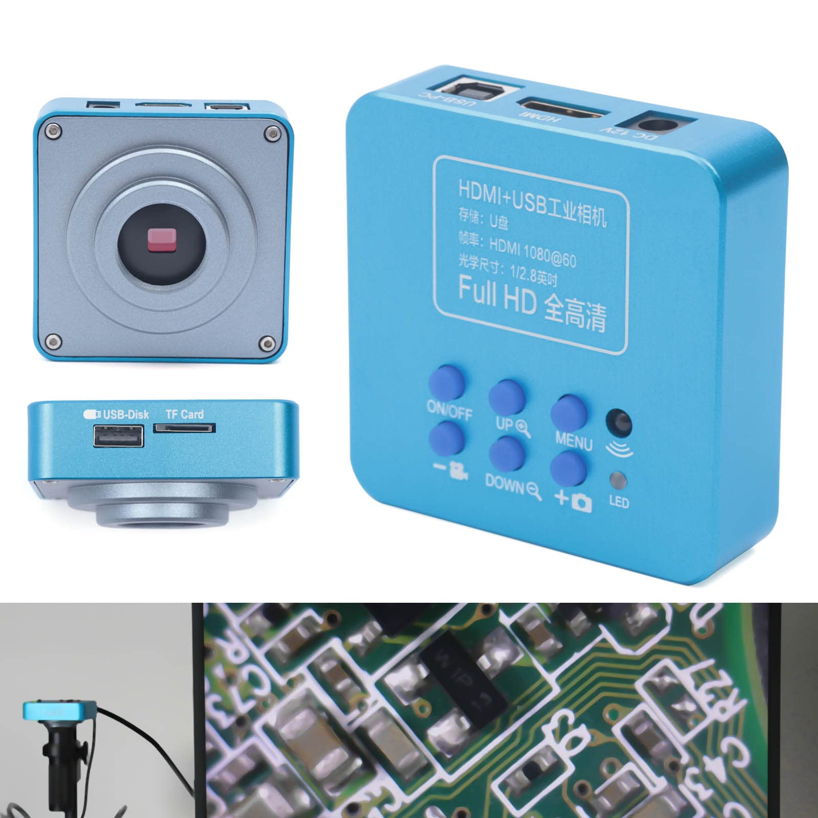 1080P HDMI USB Industrial Digital Microscope Camera - High Resolution Video Microscope for Visual Inspection | PCB Repair, Soldering, Jewelry & Coin Appraisal