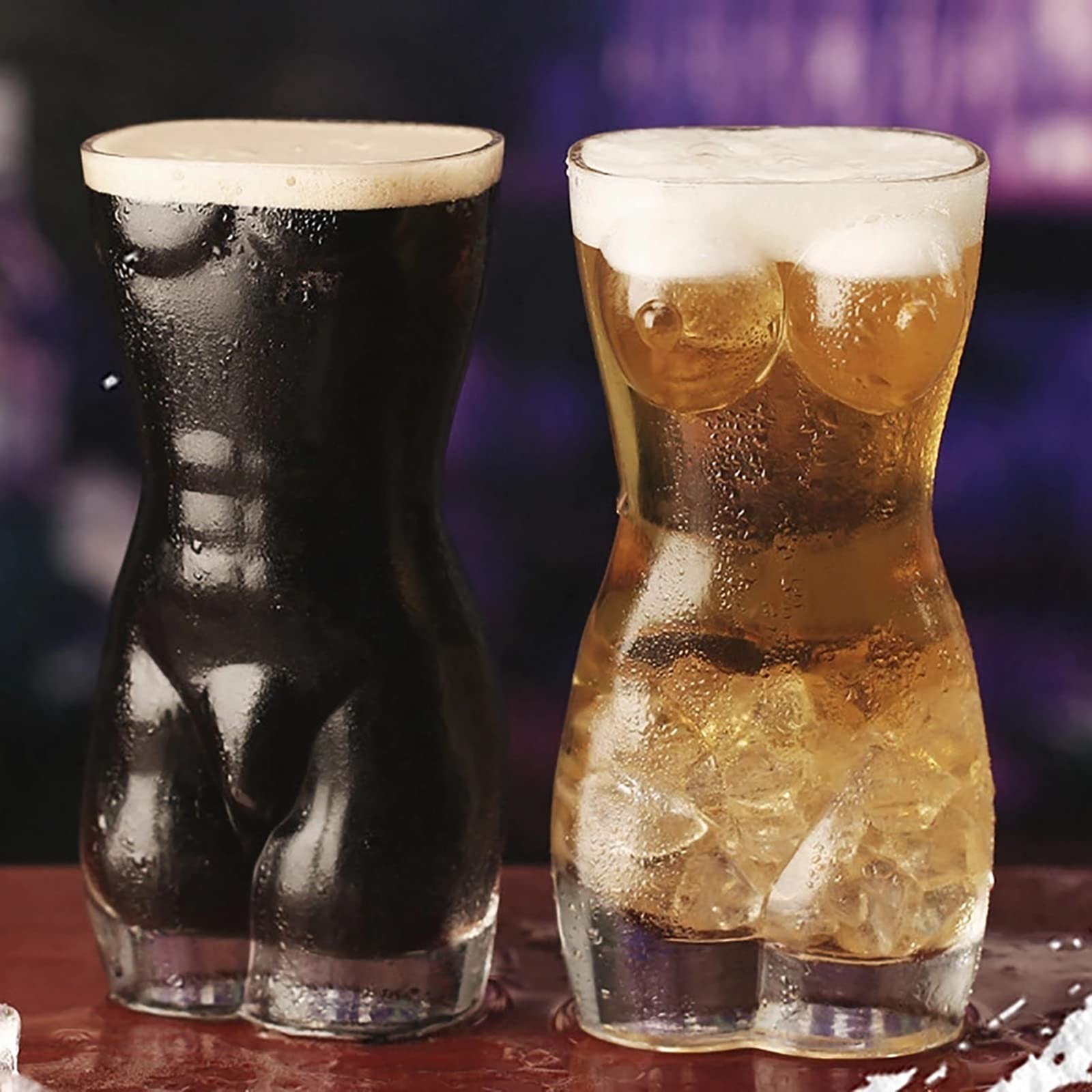 Elegant Clear Glass Wine Cups - Unique Body Shaped Bar Glasses for Cocktails & Champagne - Perfect for Romantic Dinners, Bachelorette Parties & Gift Giving