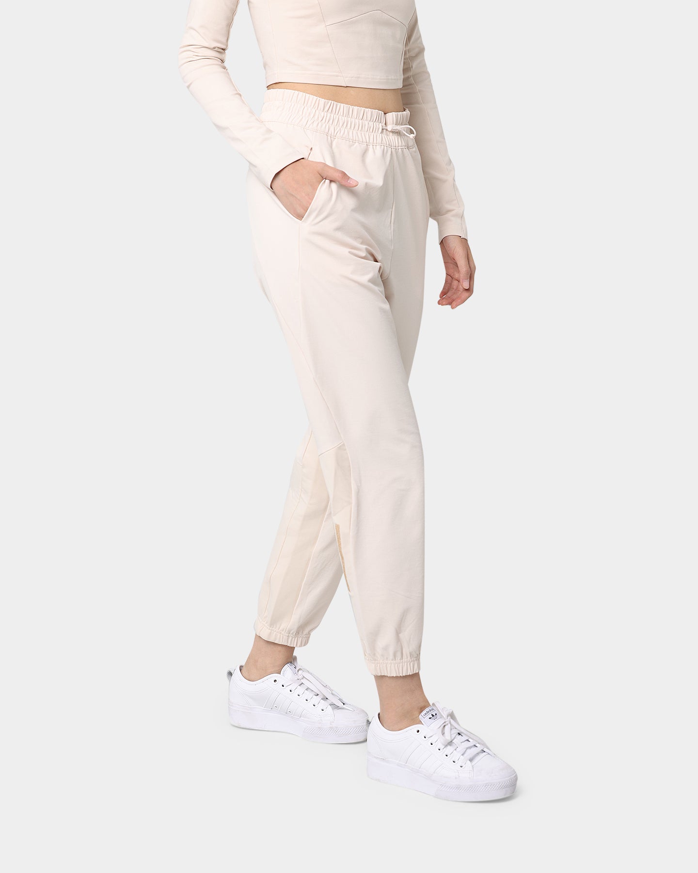 Adidas Women's Swarovski Crystal Embellished Halo Ivory Pants - Stylish Lounge & Casual Wear for Women