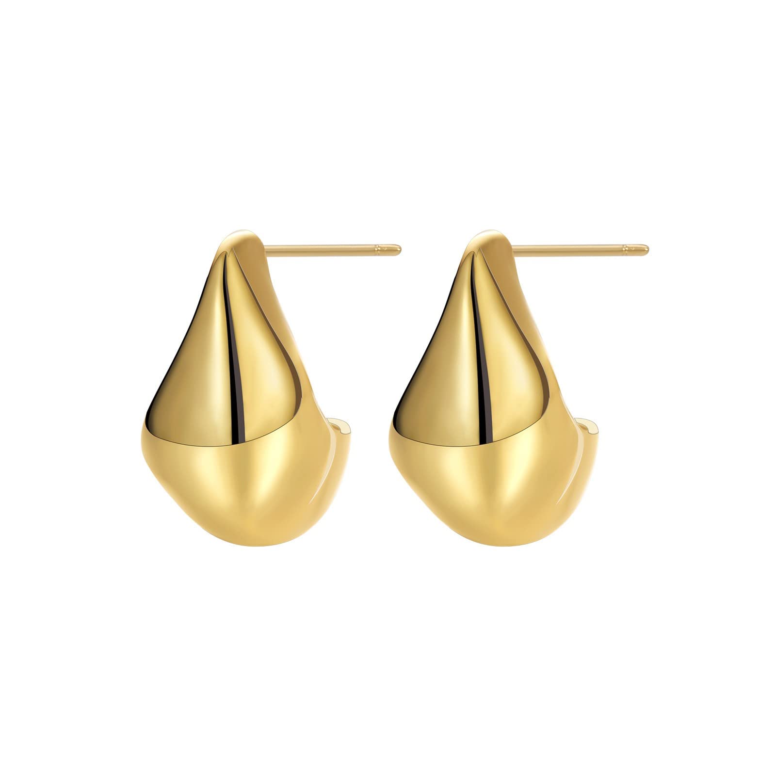 Chunky Gold Hoop Earrings for Women - Lightweight Hollow Open Hoop Earrings - 14K Gold Plated Fashion Jewelry - Trendy Statement Earrings for Women & Girls - Perfect for Parties, Weddings & Everyday Wear (Black, One Size)
