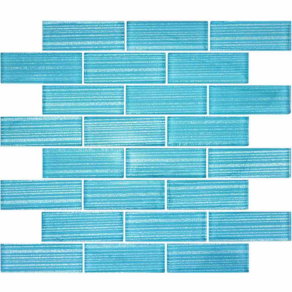 Aqua Blue Glass Subway Tile Stripes 1.5x4 - Perfect for Kitchen Backsplash, Bathroom Walls & Modern Home Decor