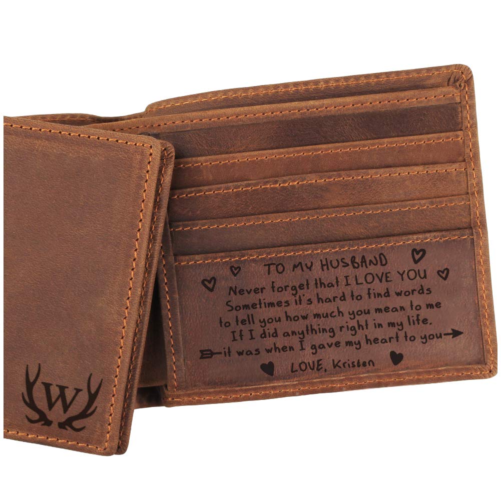 Personalized Leather Wallet for Men - Custom Engraved Gift for Husband, Boyfriend, or Dad - 3rd Anniversary Present - Ideal for Weddings, Birthdays & Special Occasions