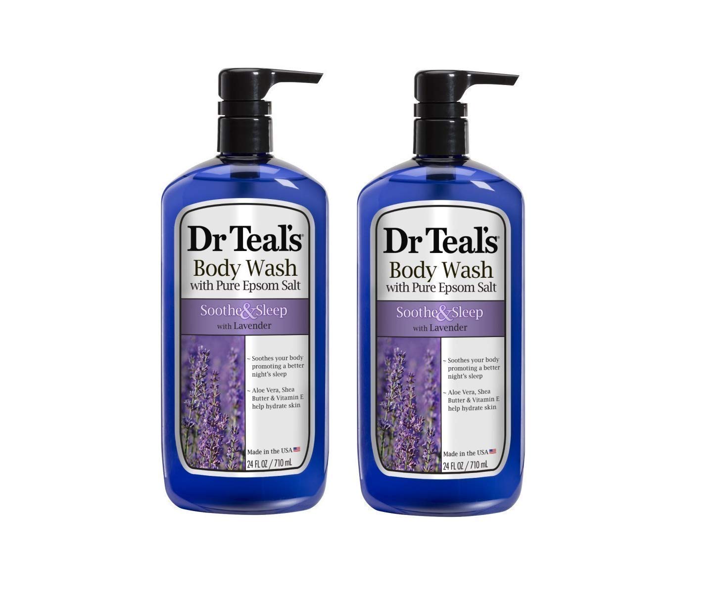 Dr. Teal's Lavender Body Wash Gift Set (2 Pack, 24oz Each) - Soothing Sleep Lavender with Essential Oils & Epsom Salt - Relieve Aches, Stress Relief - Perfect for Relaxing Baths & Spa Nights at Home