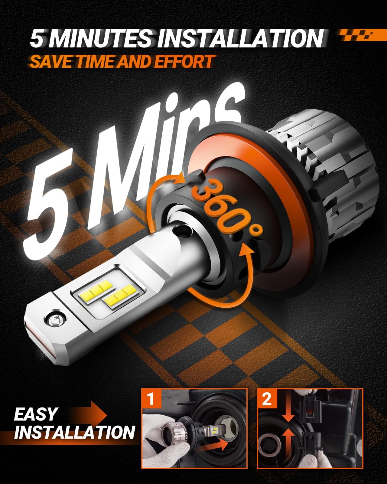 SEALIGHT H13 9008 LED Headlight Bulbs - 6500K Cool White, 60,000+ Hours Lifespan, 15,000RPM Turbo Fan Cooling - Plug & Play Hi/Lo Beam Combo - Perfect for Fog Lights Replacement (Pack of 2) - Upgrade Your Night Driving Safety & Visibility