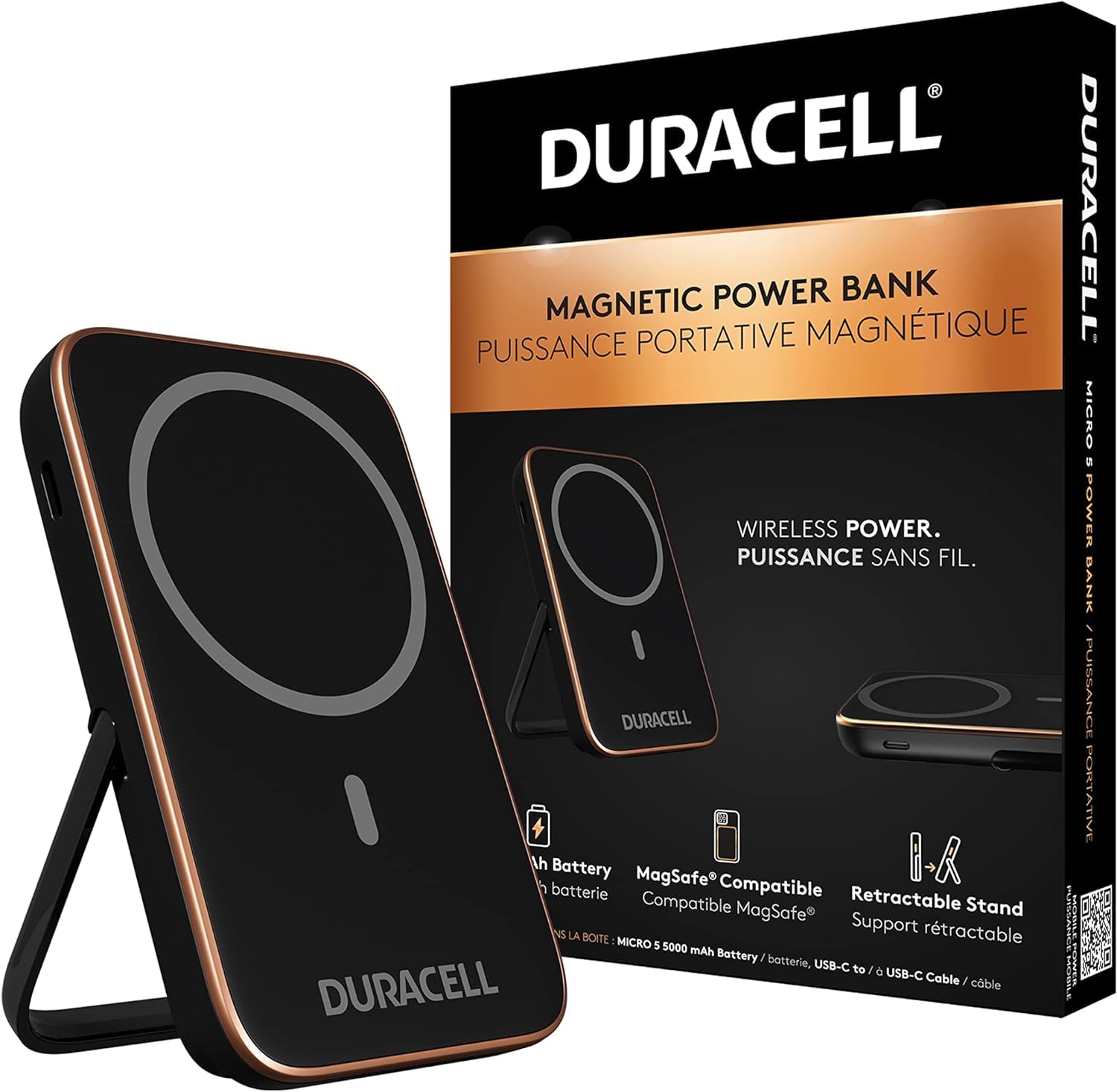 Duracell 5000mAh Portable Charger Power Bank - Fast Charging for iPhone 15/14/13, Samsung Galaxy S23/S22, iPad, AirPods & Android Phones | Magsafe & USB-C Compatible | TSA Approved for Air Travel | Perfect for Travel, Camping & Emergency Power Backup