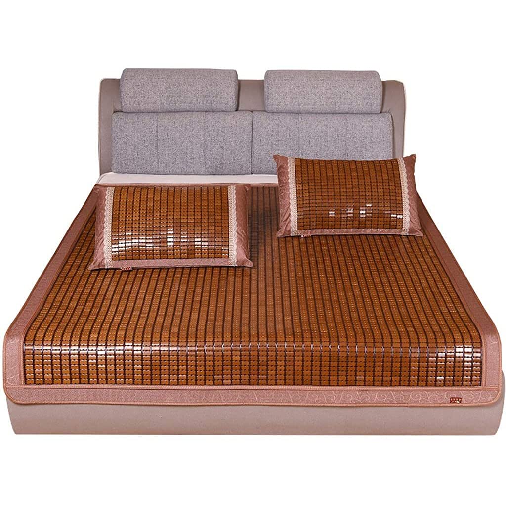 3pcs Carbonized Bamboo Summer Sleeping Mat - Foldable Cooling Bed Mattress for Home, School & Dormitory | Portable Bamboo Mat for Hot Weather, Travel & Outdoor Use