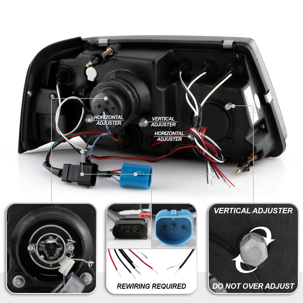 ACANII LED Halo Chrome Projector Headlights for 2001-2011 Ford Ranger - Pair with Corner Lamps (Driver & Passenger Side) | Upgrade Your Truck's Style & Night Visibility for Off-Roading & Daily Commuting