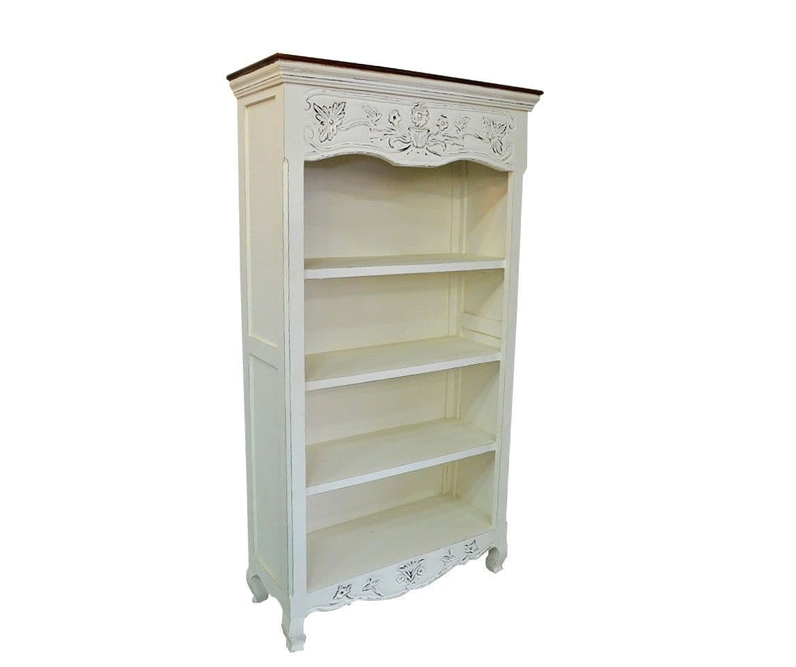 French Blanc Wooden Bookcase - Modern Solid Wood Bookshelf for Home & Office - Stylish Storage for Books, Decor & Essentials - Perfect for Living Room, Bedroom or Study