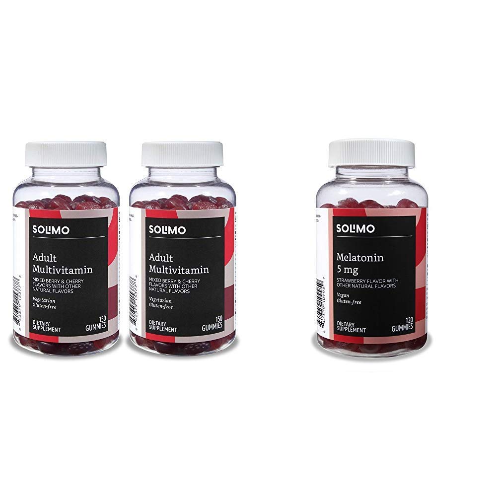 Amazon Basics Adult Multivitamin Gummies (300 Count) & Melatonin Sleep Gummies (120 Count) - Daily Nutrition & Better Sleep Support for Adults - Perfect for Busy Lifestyles & Nighttime Relaxation