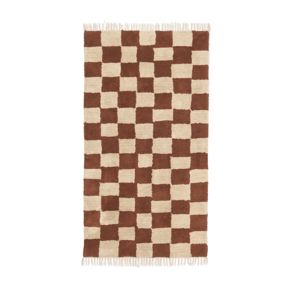 FERM LIVING Mara Washable Rug - Rust & Warm Sand - 150x90cm (5'x3') - Soft & Durable Indoor/Outdoor Area Rug for Living Room, Bedroom, Patio