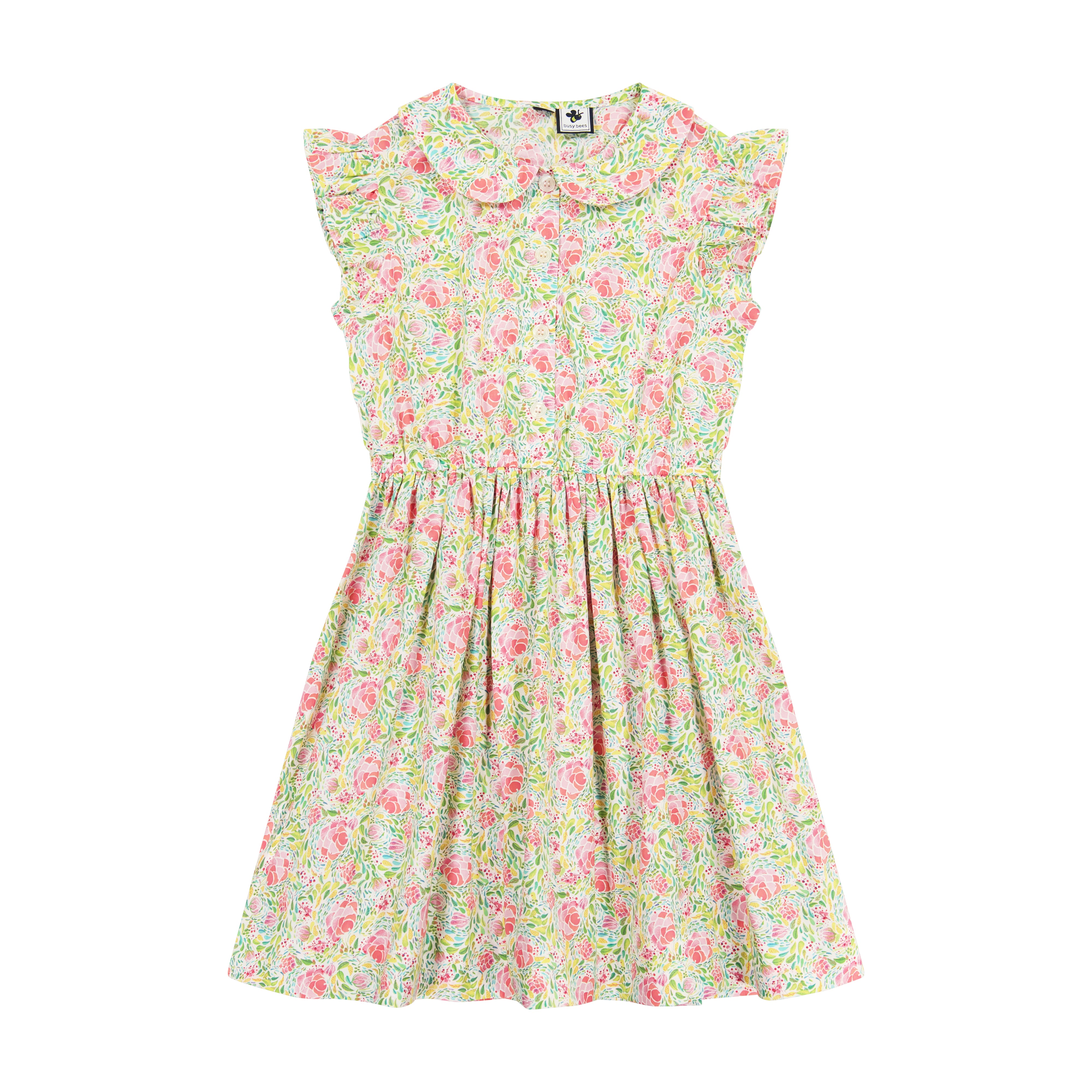Juniper Button Front Dress Rose Garden - Floral Print Summer Dress for Women, Perfect for Garden Parties, Brunch & Casual Outings