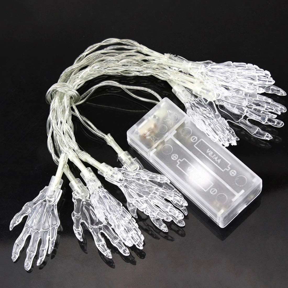 Scary Skull Skeleton Hand RGB LED String Lights - Halloween Christmas Party Decor, Outdoor Battery Operated 1m Light for Yard, Garden & Indoor Decorations - Perfect for Spooky Nights & Festive Celebrations