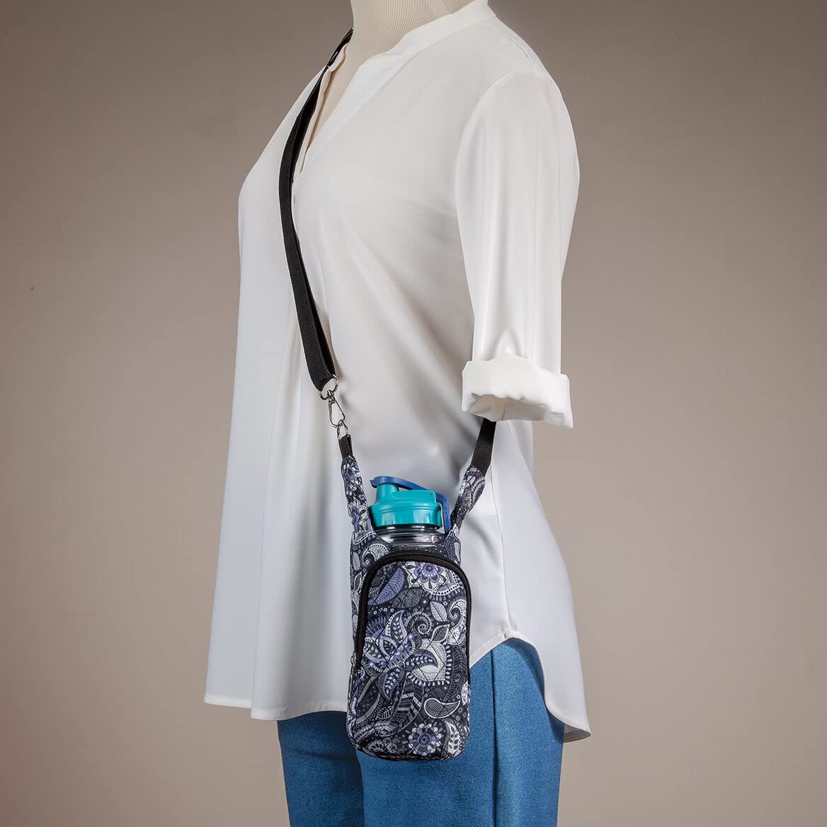 RFID Blocking Wallet with Water Bottle Holder - Anti-Theft Crossbody Bag for Travel, Gym & Daily Use
