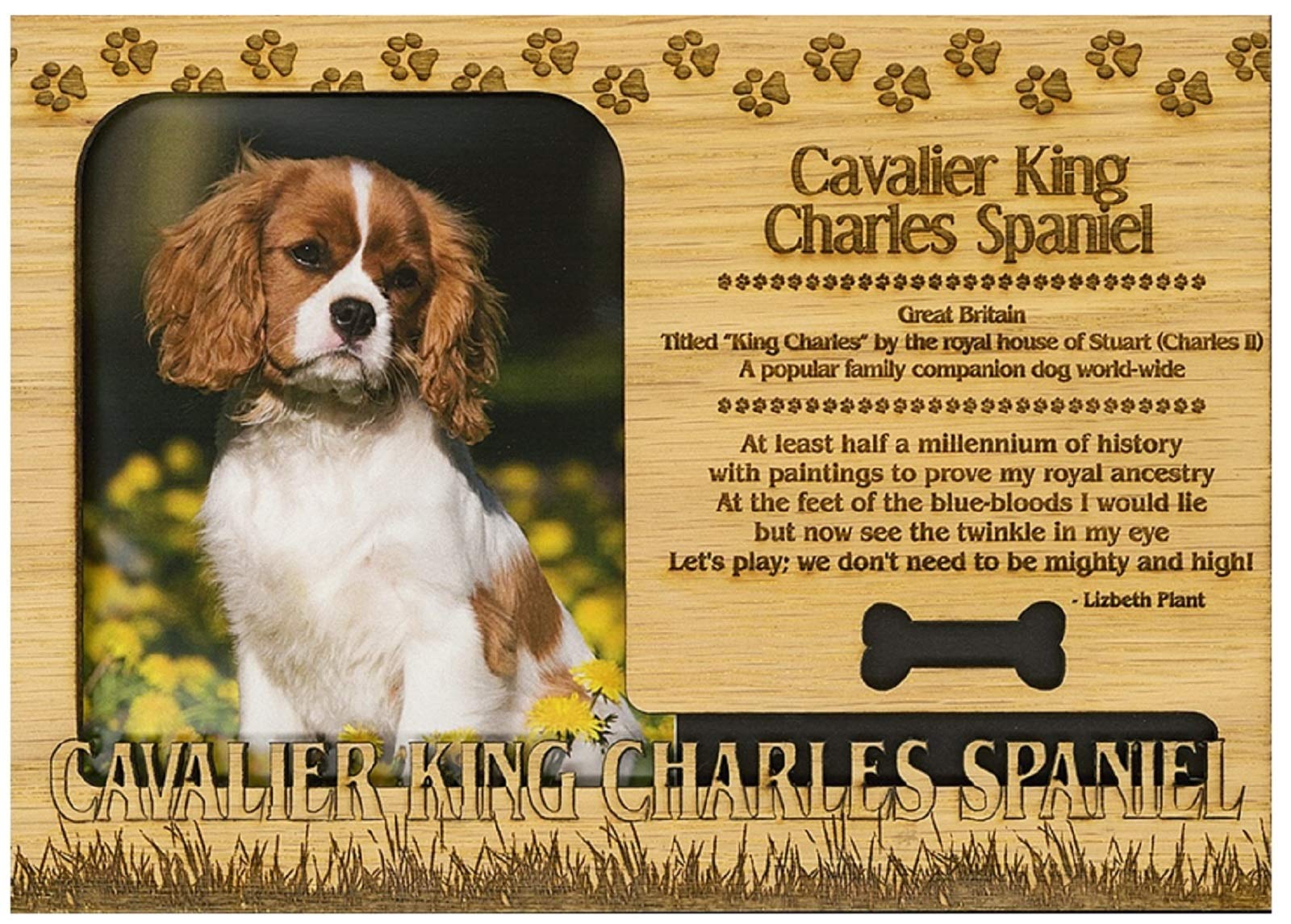 Engraved Wood Picture Frame Magnet for Cavalier King Charles Spaniel - Perfect for Pet Memorials, Dog Lover Gifts & Home Decor
