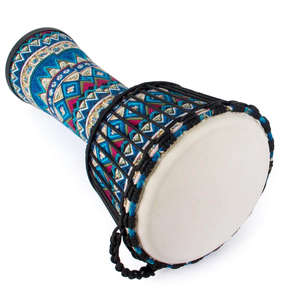 AKLOT 11'' x 20'' African Djembe Drum with Blue Floral Design - Lightweight ABS Resin Body & Goatskin Drumhead - Perfect for Beginners, Yoga Classes, Drum Circles & Cultural Performances
