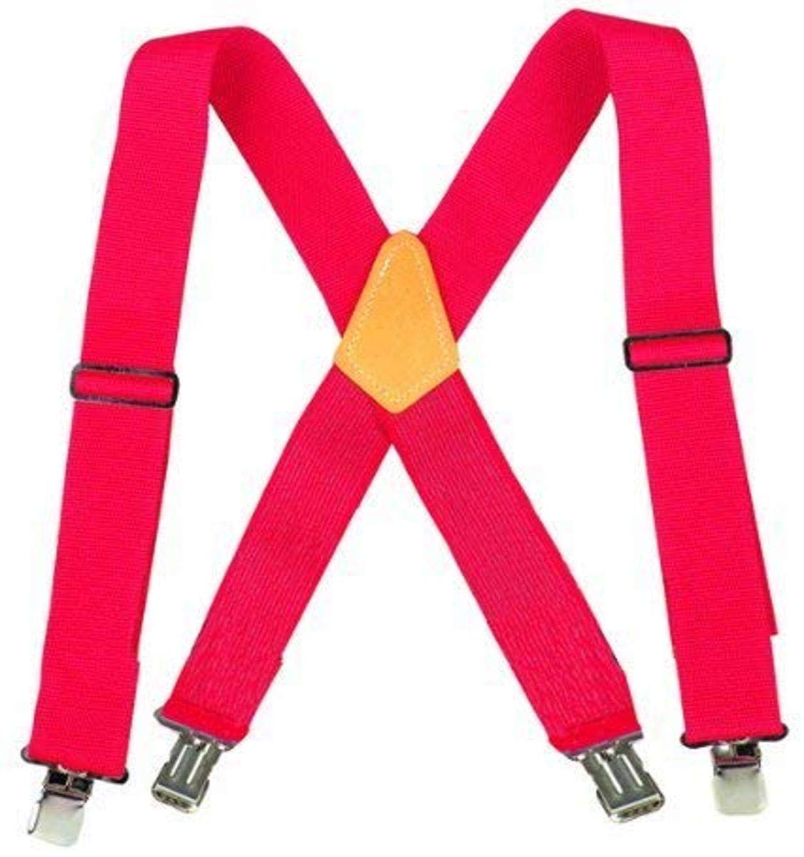 Bon Tool Suspenders - Adjustable Heavy Duty Work Suspenders for Men (Red) - Perfect for Construction, Carpentry & Outdoor Work