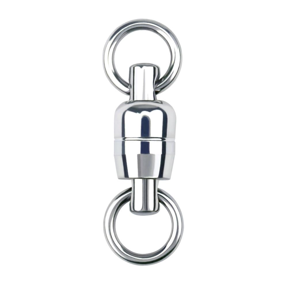 OCEAN CAT 10-Pack Fishing Ball Bearing Swivels - Copper & Stainless Steel Welding Rings with Dual Spinning Design - High Strength Saltwater Fishing Tackle Connectors for Quick Lure Line Changes - Perfect for Deep Sea, Surf, and Boat Fishing