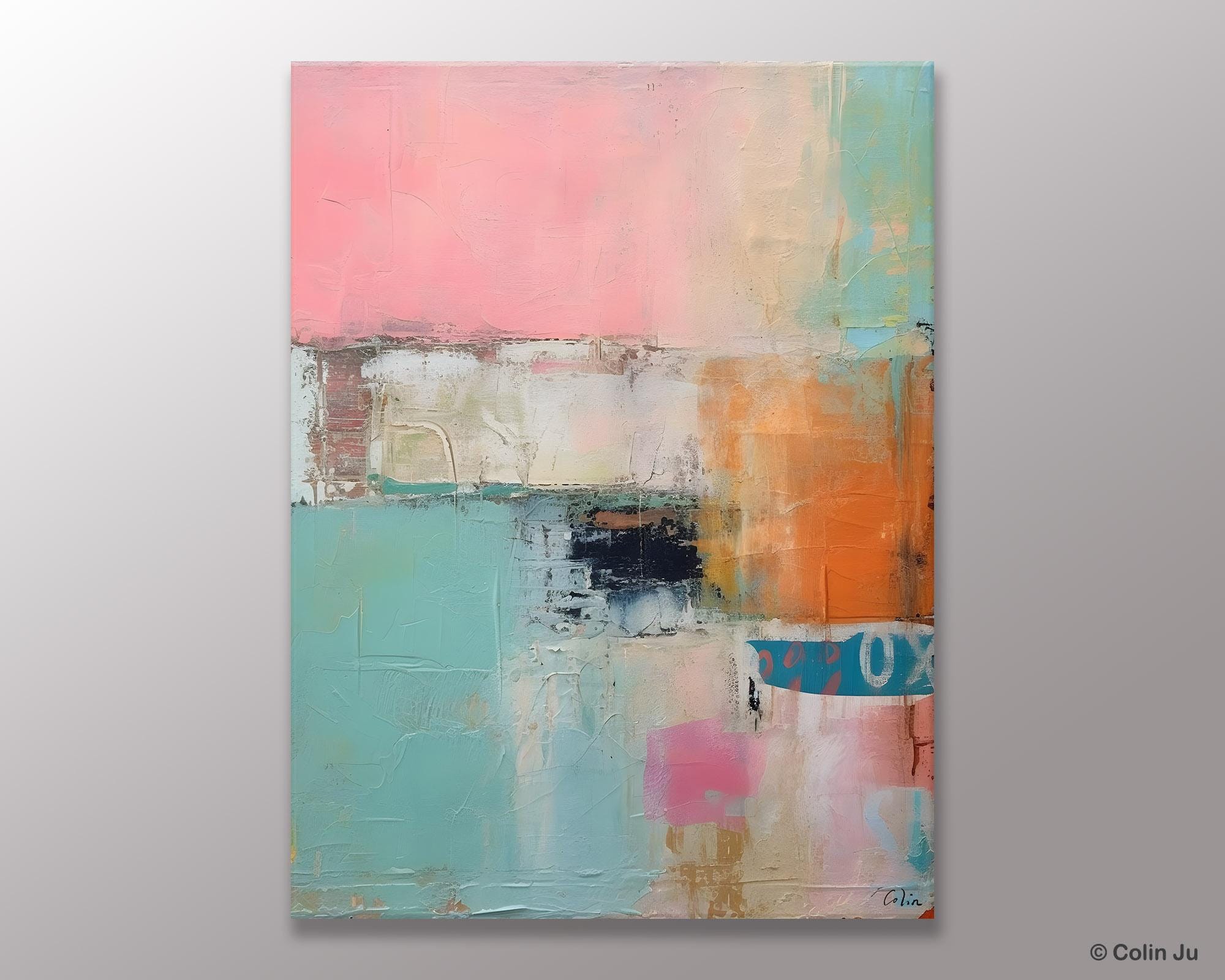 Large Modern Canvas Wall Art for Dining Room - Handmade Acrylic Abstract Painting - Contemporary Home Decor for Living Room & Office