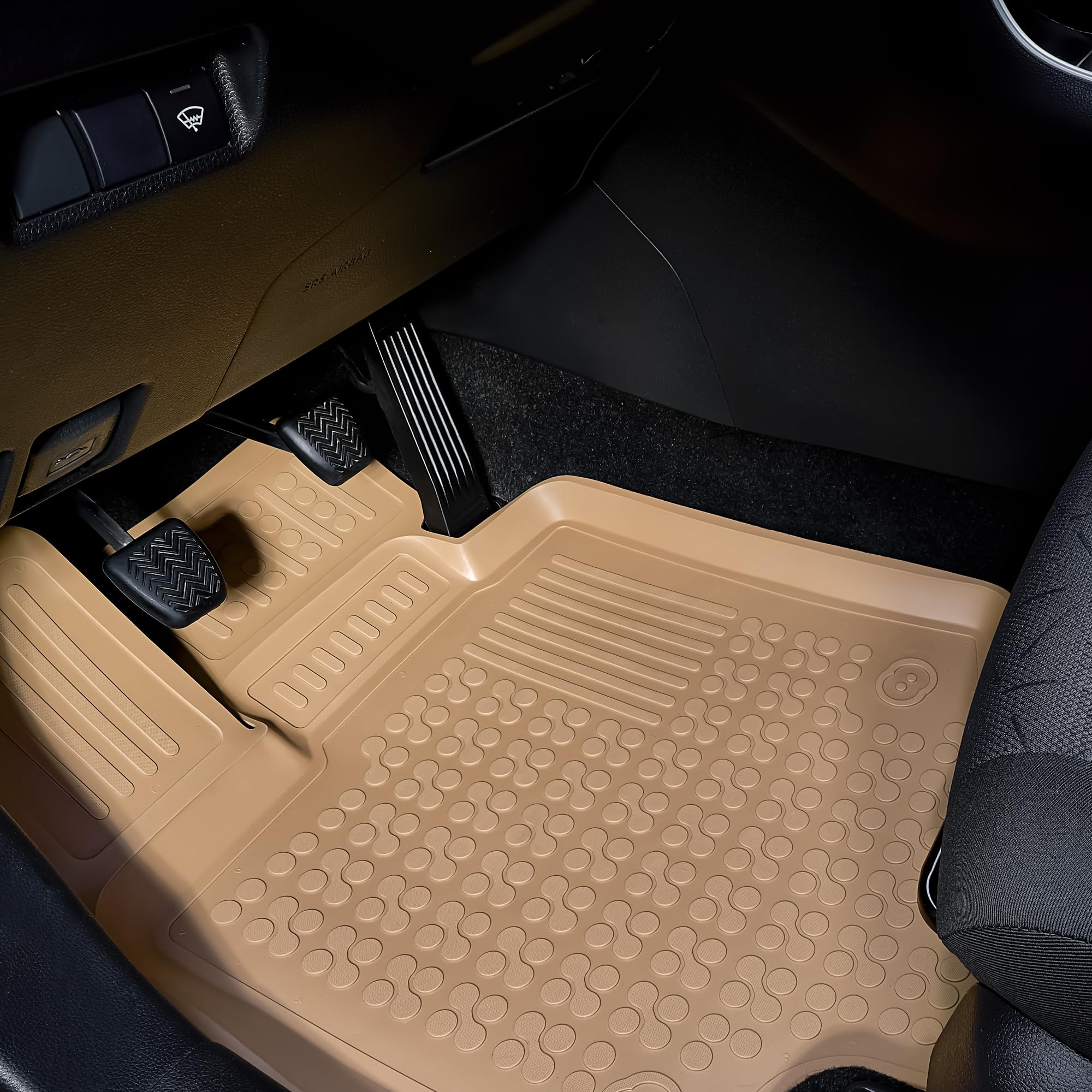 All-Weather Rubber Car Floor Mats for Lexus RX 2010-2012 - Custom Fit Front & Rear Seat Liners + Cargo Mat - Durable, Weatherproof Beige Interior Protection - Perfect for Daily Commute, Road Trips & Off-Road Adventures