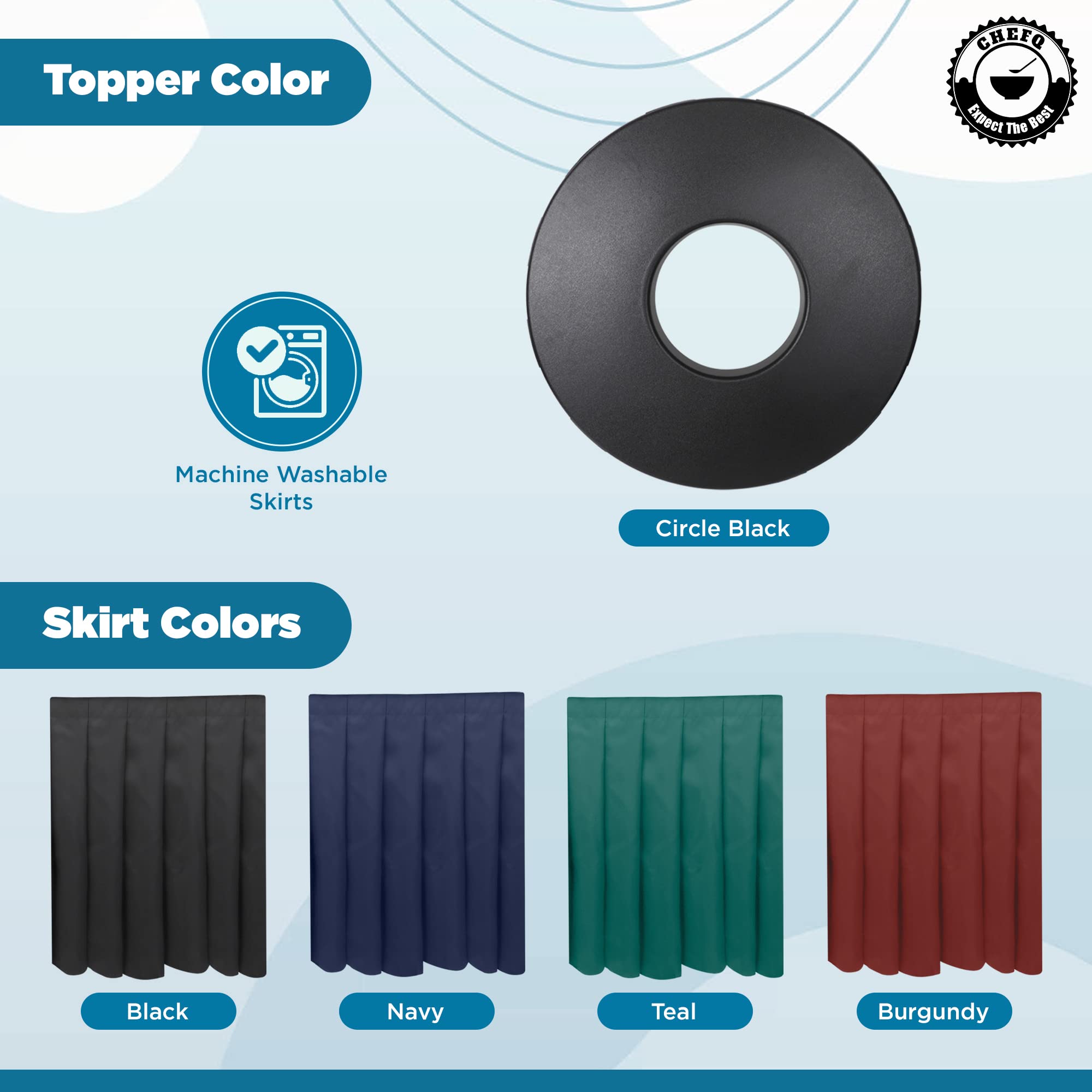32-35 Gallon Round Black Garbage Can Cover with Solid Pleated Skirt - Waste Bin Lid for Indoor Trash Cans Without Wheels | Perfect for Home, Birthday Parties & Events (Black Top Green Skirt) - Durable & Stylish Kitchen & Office Waste Container Solution