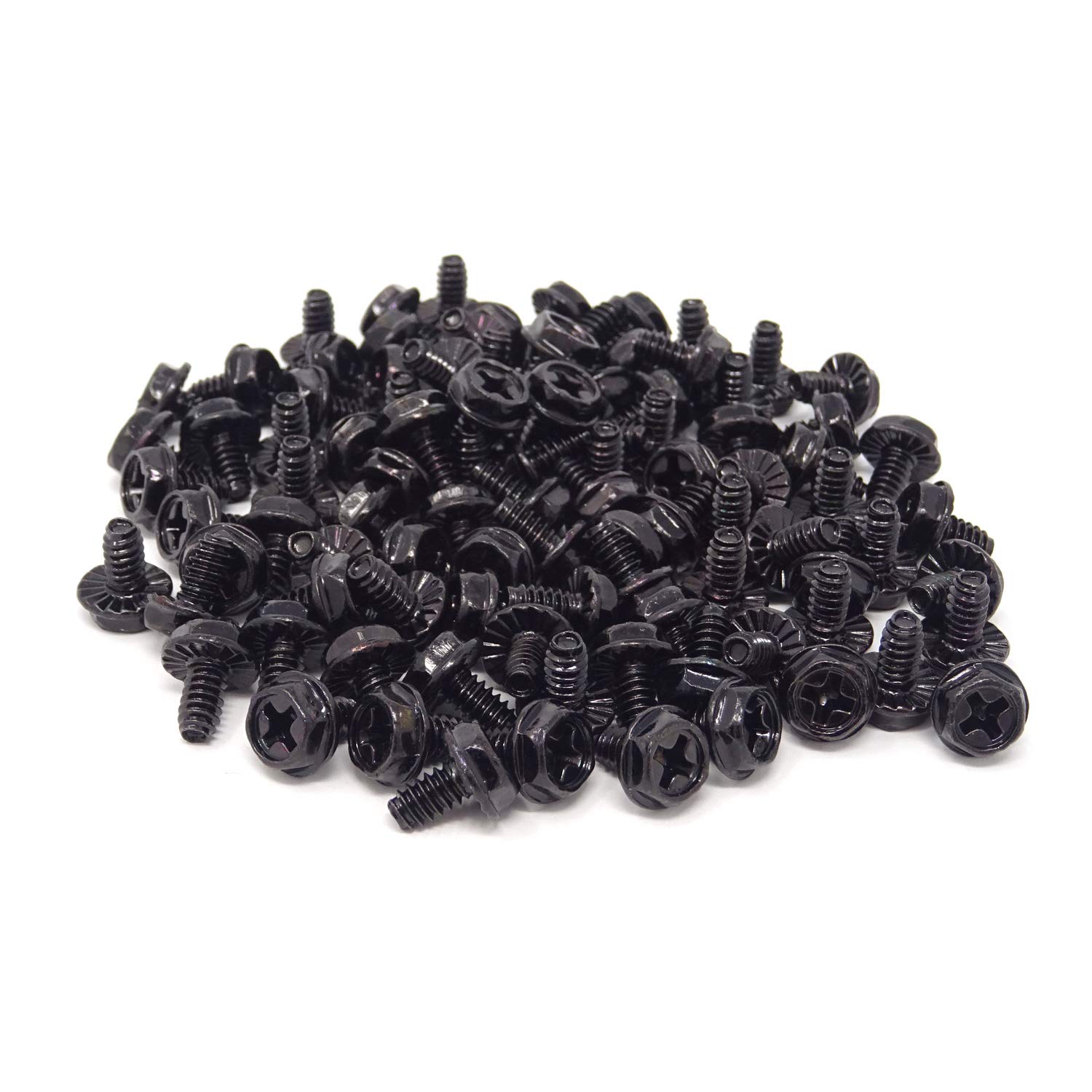 100PCS M3.5x6mm Phillips Hex Head Computer Screws - Black Zinc Coated PC Case Mounting Hardware for Computer Building, Repair & Maintenance | Ideal for DIY PC Assembly, Server Rack Installation & Electronics Projects
