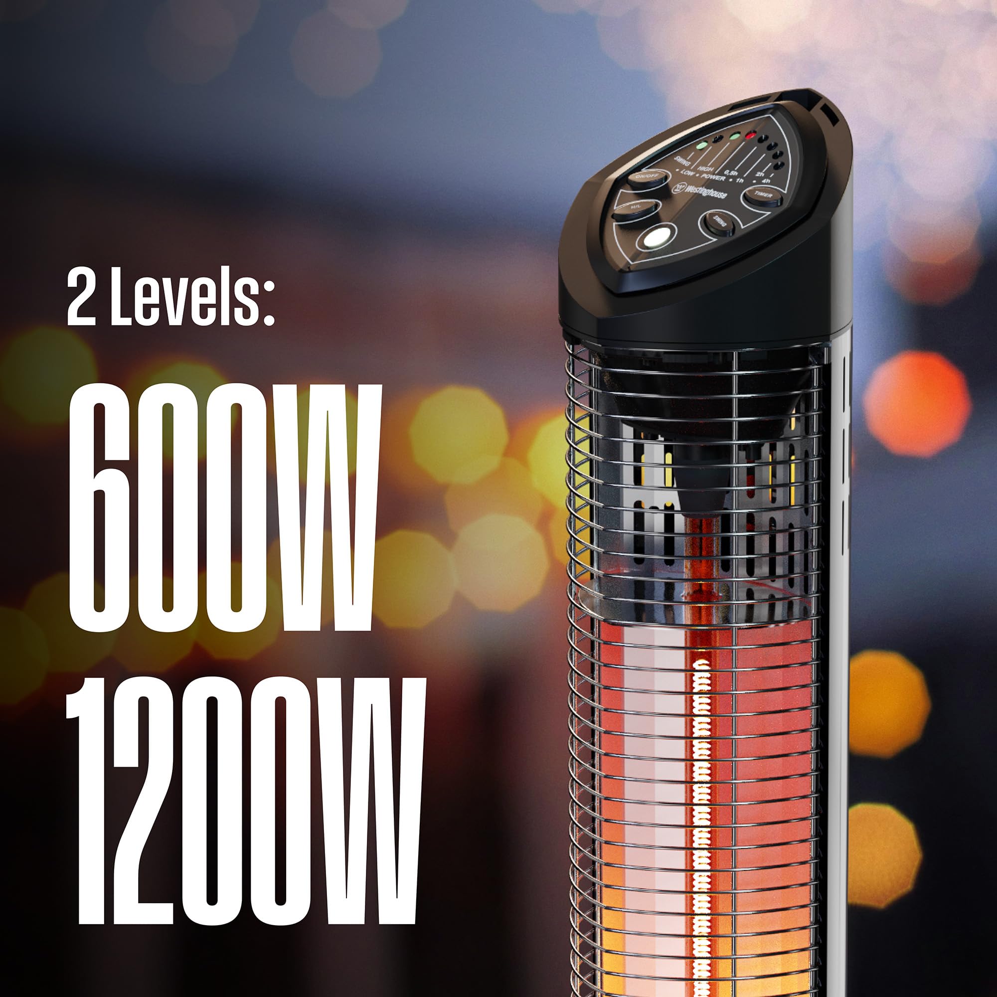 Westinghouse Infrared Electric Outdoor Heater with Remote - Oscillating, Auto Shut-Off & Tip-Over Protection - Portable, Lightweight, Waterproof & Dust Resistant Patio Heater for Backyard, Deck & Outdoor Dining