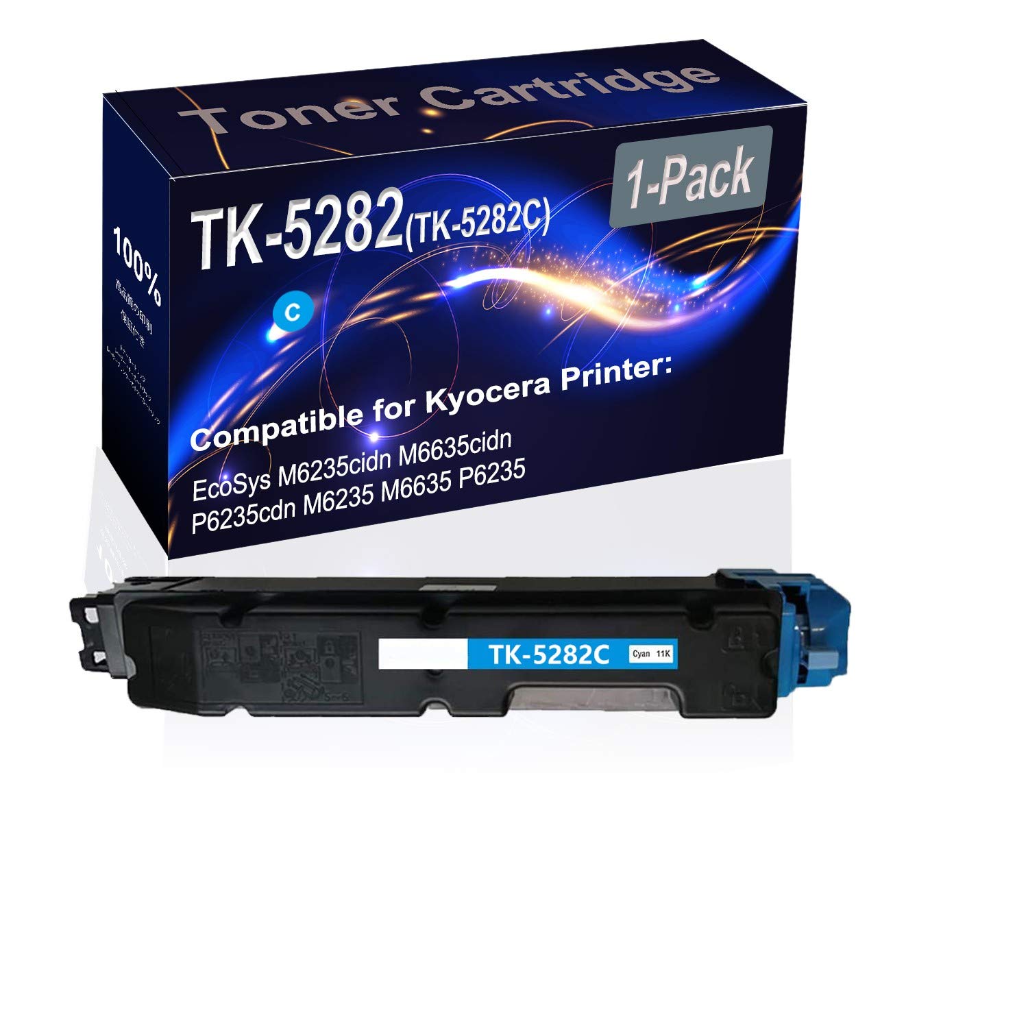 High Capacity Compatible EcoSys M6235cidn Laser Printer Toner Cartridge (1-Pack, Cyan) - Replacement for Kyocera TK-5282/TK-5282C - Perfect for Office Printing & Document Workflows