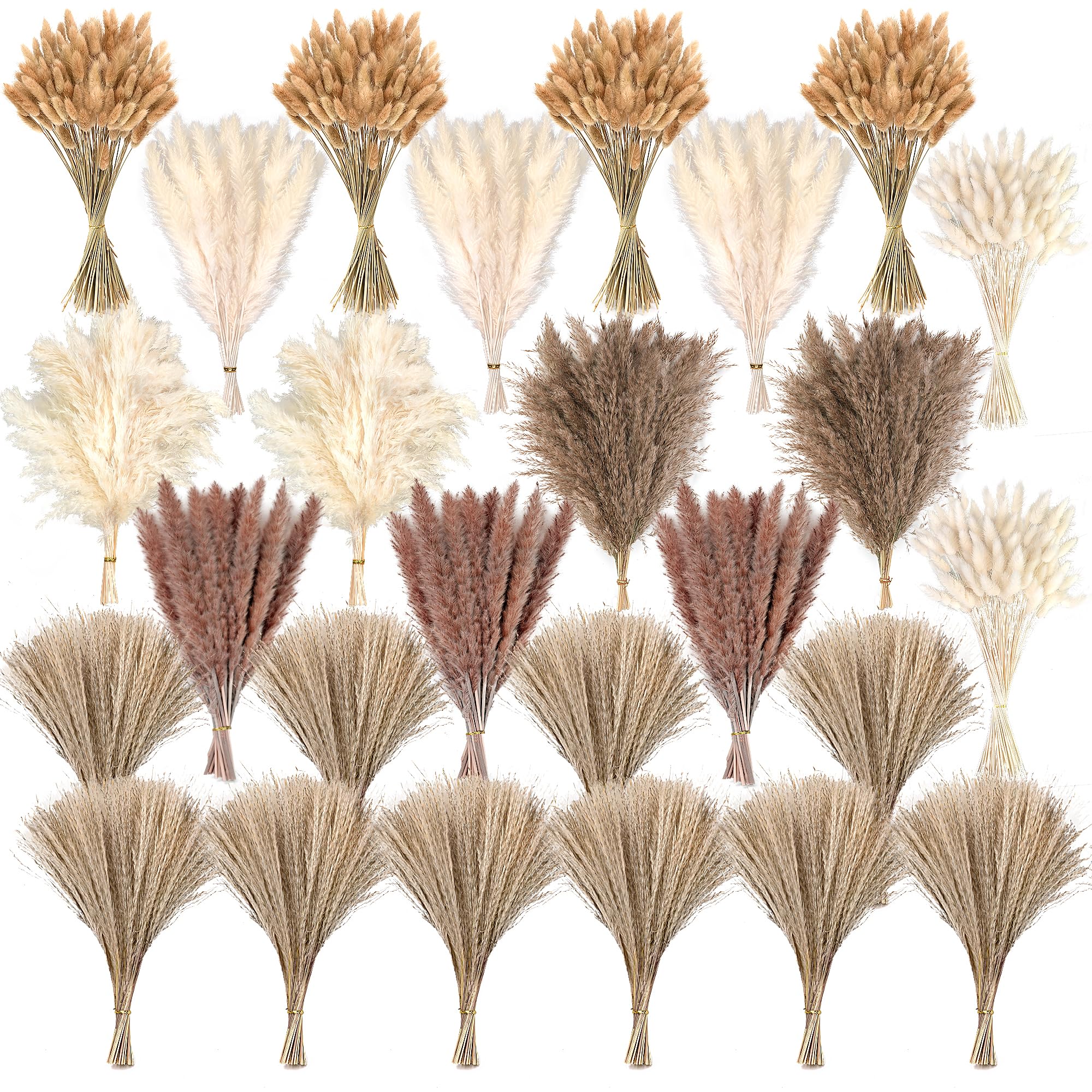Dried Pampas Grass Bouquet - 610 PCS Boho Decor for Wedding & Home