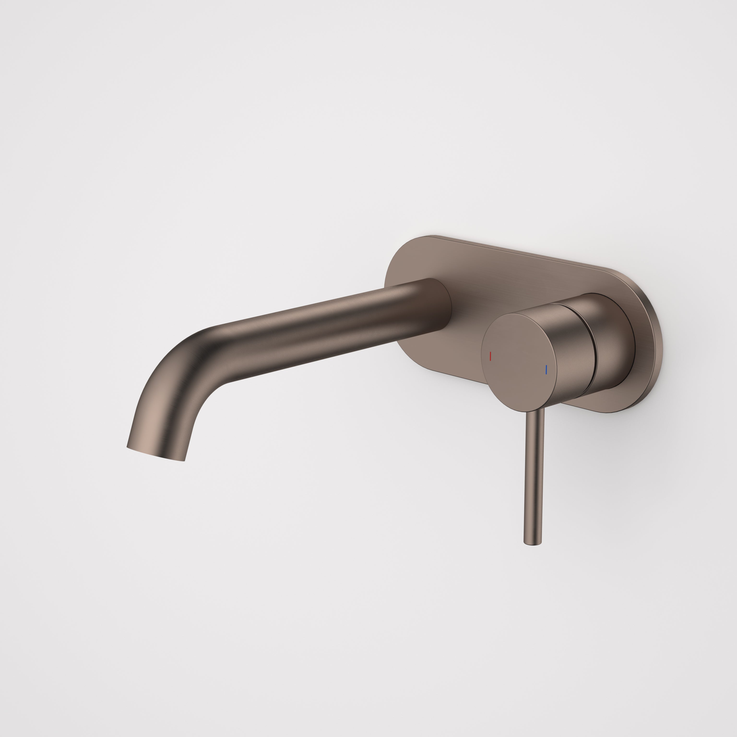 Caroma Liano II 210mm Wall Mounted Basin/Bath Mixer Tap with Rounded Cover Plate in Brushed Bronze - Perfect for Modern Bathroom & Spa Renovations
