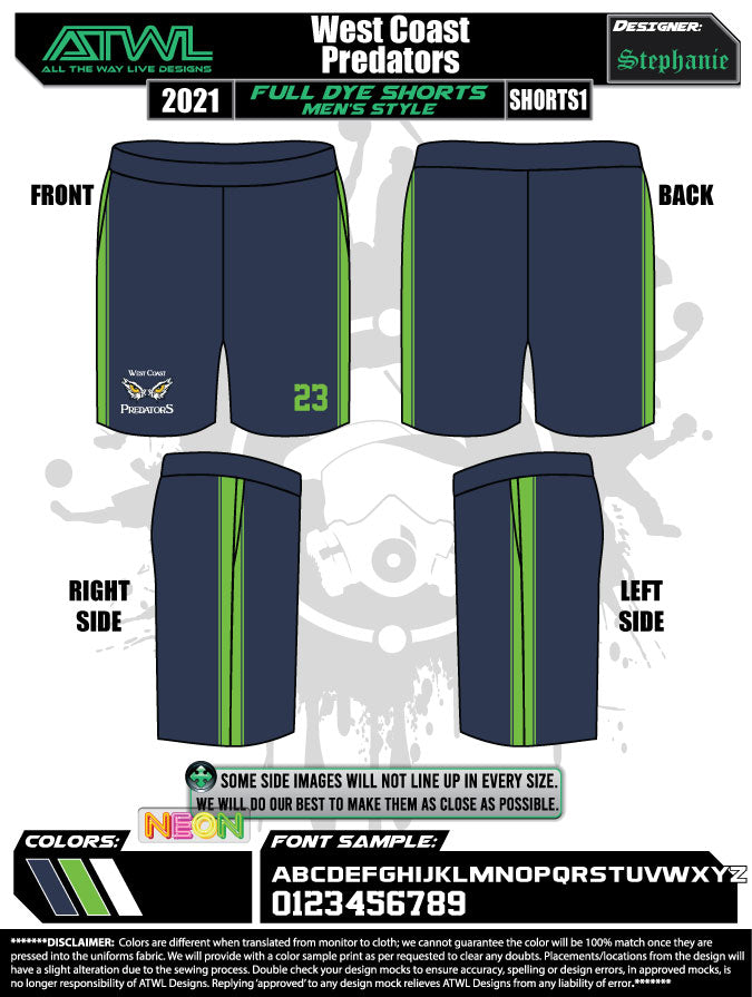 WC Predators Men's Full Dye Soccer Shorts - Breathable Athletic Shorts for Soccer, Training & Casual Wear