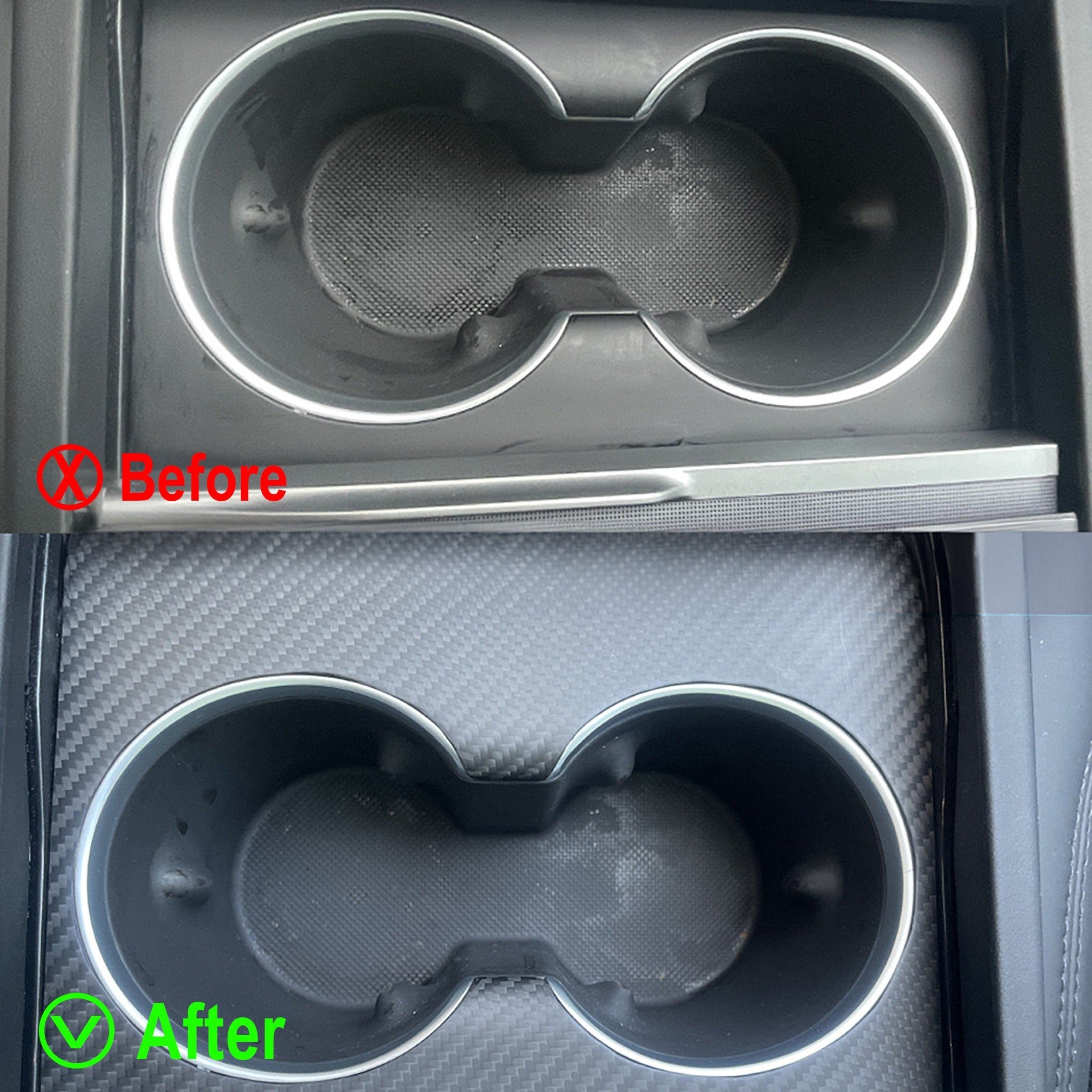 Premium Real Carbon Fiber Cup Holder Covers for Tesla Model 3 Highland (2024+) - Front & Rear Set - Luxury Interior Upgrade for Car Enthusiasts & Tesla Owners - Perfect for Daily Commute, Road Trips & Show Car Events