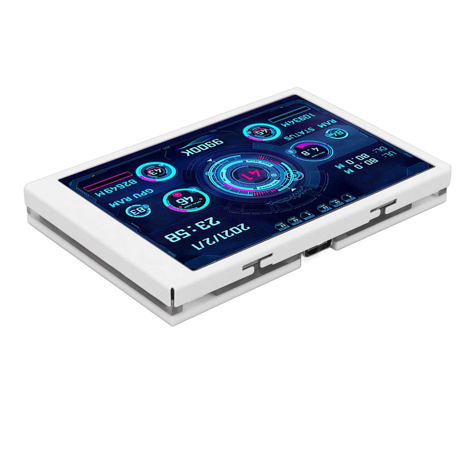 Kelepu 3.5 Inch IPS Full View PC Temperature Monitor - AIDA64 Compatible CPU & Hard Disk Data Display with Sensor Panel (White) | Perfect for Gaming Rigs, Workstations & PC Builds