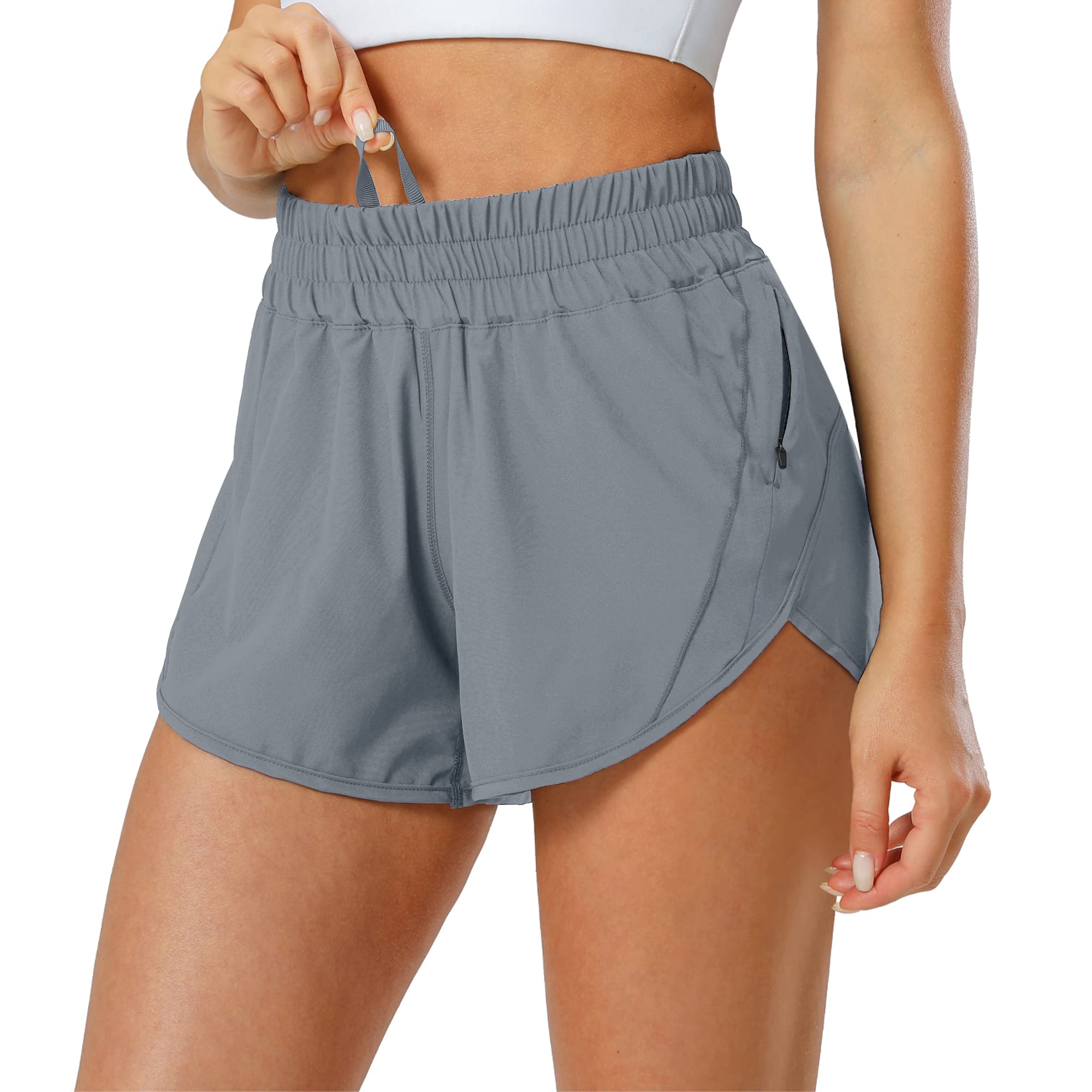 **Aurefin Women's Quick Dry Athletic Shorts - Elastic Waist & Zip Pockets - Running, Workout, Yoga & Gym Activewear**    *(Perfect for Running, Gym Training, Yoga, and Outdoor Sports - Lightweight & Breathable for All-Day Comfort)*