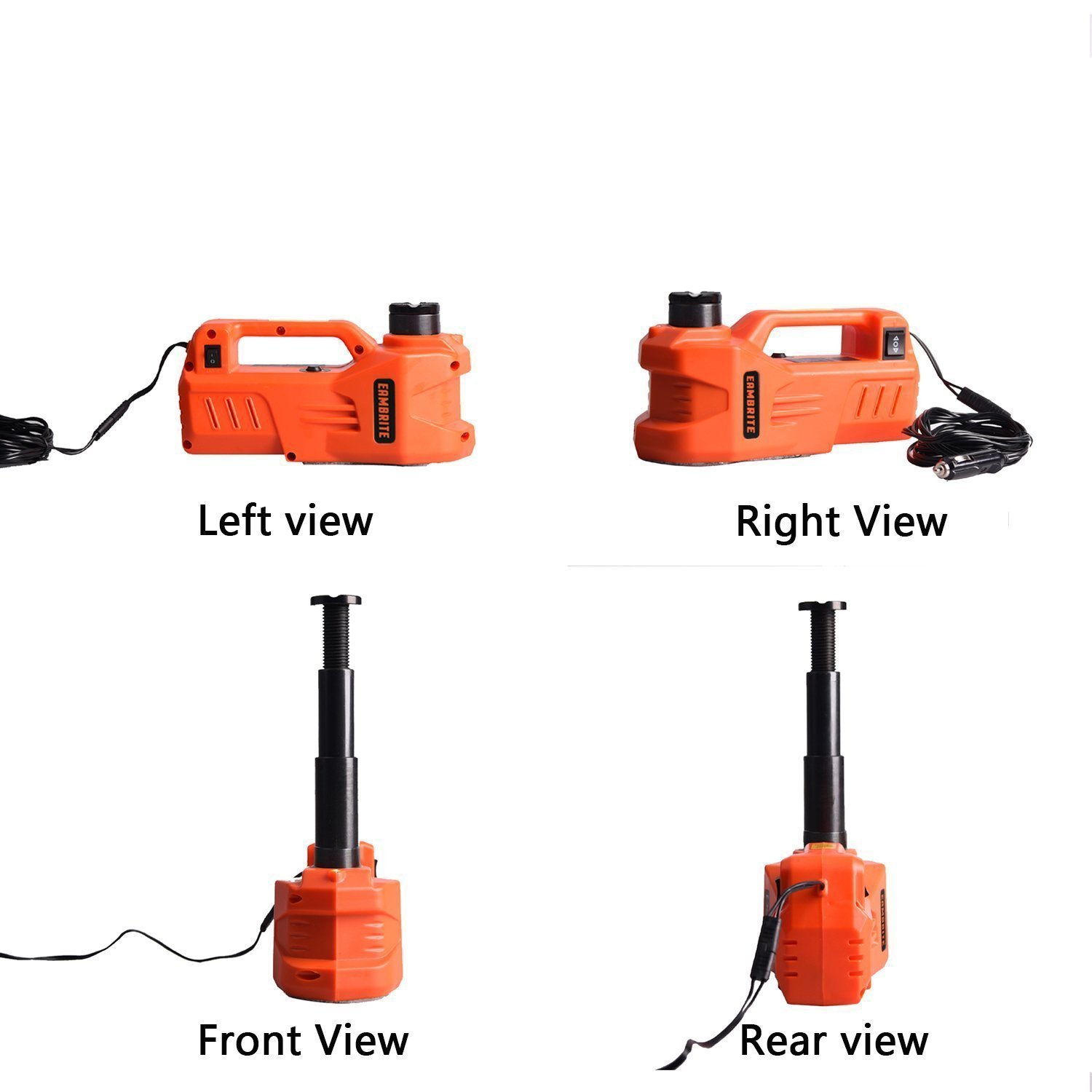 EAMBRITE 12V DC 3 Ton Electric Hydraulic Car Jack with LED Light - Heavy Duty Floor Jack for SUV, Sedan, RV (6.1-17.3 Inch Lift) - Perfect for Emergency Roadside Repairs & Garage Maintenance