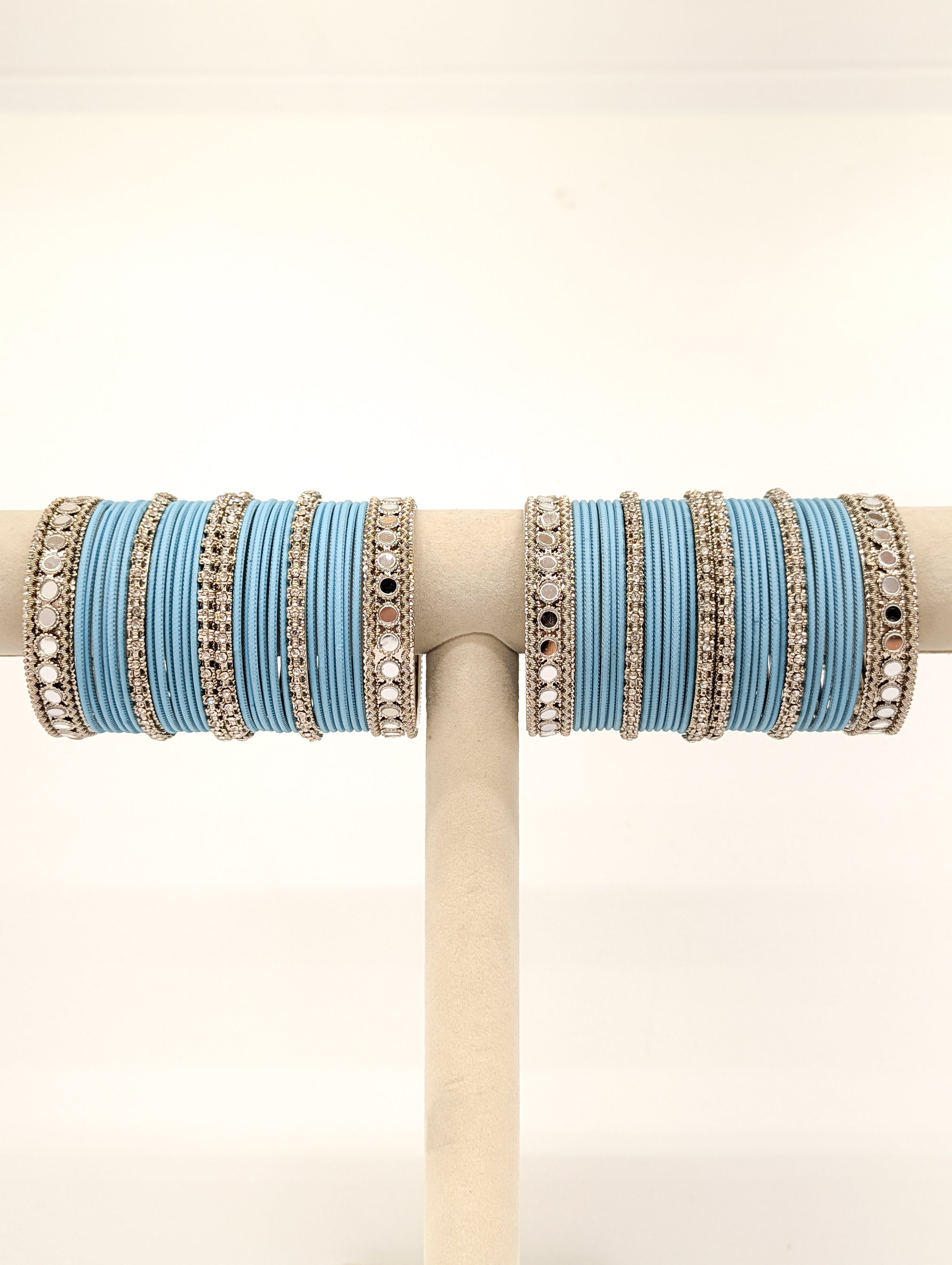 Tania Stones and Mirror Bangles - 2 Piece Hand Set for Women | Boho Chic Jewelry for Parties, Weddings & Festivals | Fashionable Bracelet Gift for Her