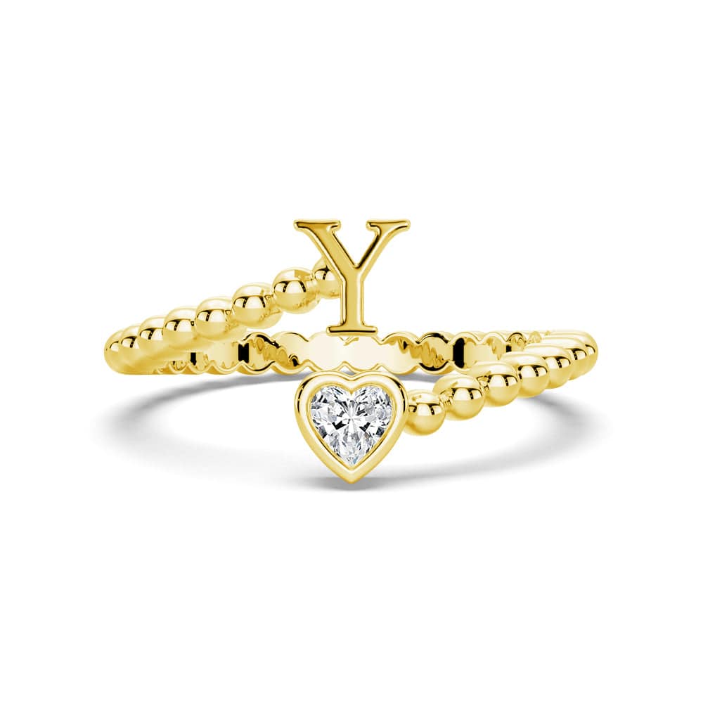 Lab Grown Diamond Personalized Initial Promise Ring for Women - Custom Engraved Name & Date - 14K Gold/Platinum/Silver - Perfect for Anniversaries, Engagements & Special Occasions