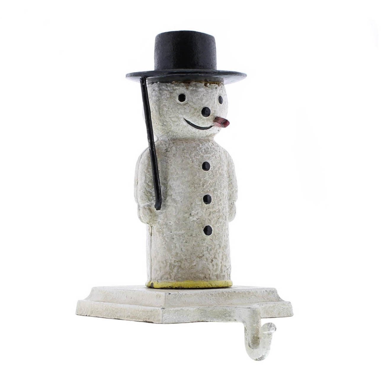MY SWANKY HOME Cast Iron Snowman Stocking Holder - Christmas Fireplace Mantel Decor for Holiday Stockings, Gifts & Festive Home Decor