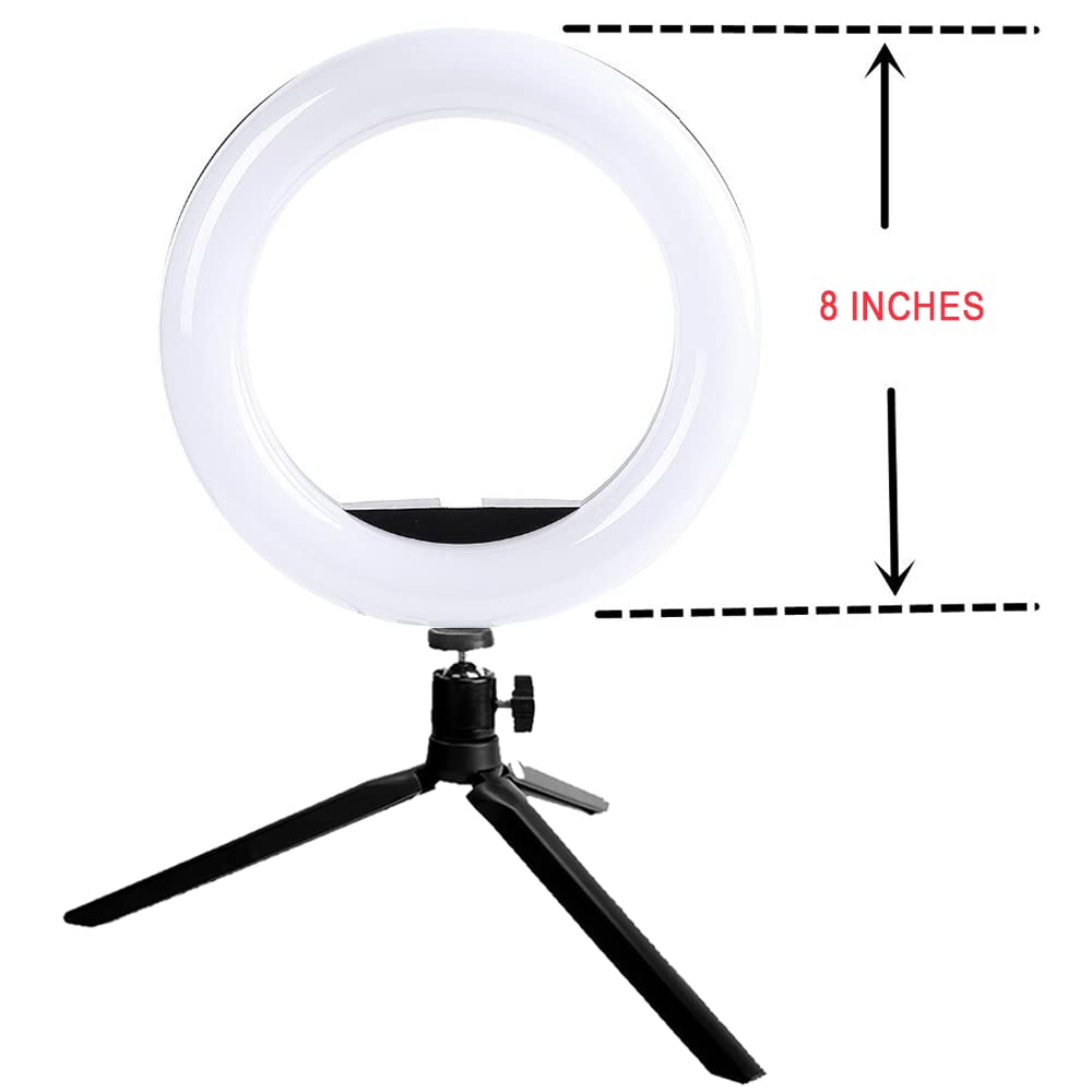 Vivitar 8 Inch LED Ring Light with Tripod Stand & Phone Holder - USB Powered Video Lighting for Streaming, Vlogging, Makeup Photography - Perfect for YouTube, TikTok Live, Zoom Meetings & Home Studio Setup (White)