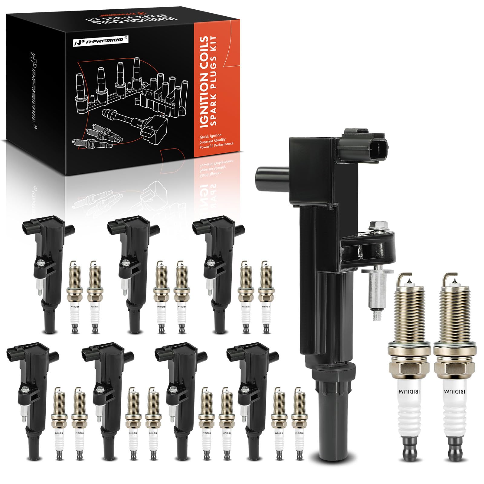 Premium 8-Piece Ignition Coil Pack & Iridium Spark Plugs Kit - Compatible with 2008-2010 Ram 1500, Dakota, Jeep Grand Cherokee, Commander, Dodge Durango & Chrysler Aspen - High Performance Replacement Parts for Smoother Acceleration & Better Fuel Efficiency